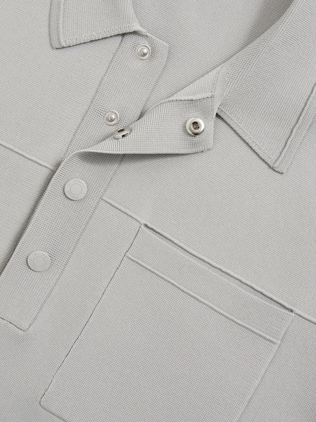 Reiss Press-Stud Seam-Detail Polo Shirt in Ice Grey