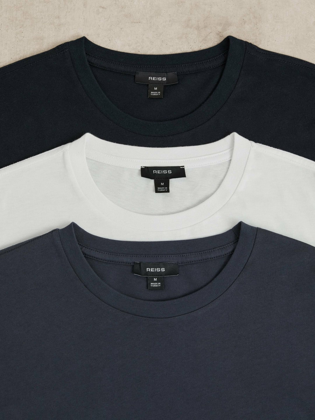 Reiss Cotton Crew-Neck T-shirts 3 Pack in White/Navy/Airforce Blue