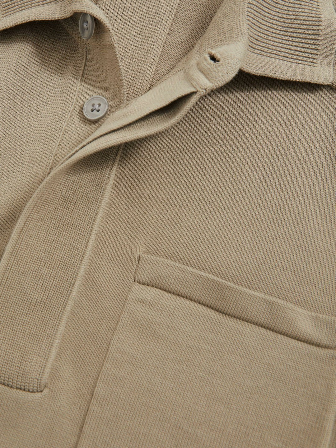 Reiss Cotton Concealed Placket Polo Shirt in Light Sage Green