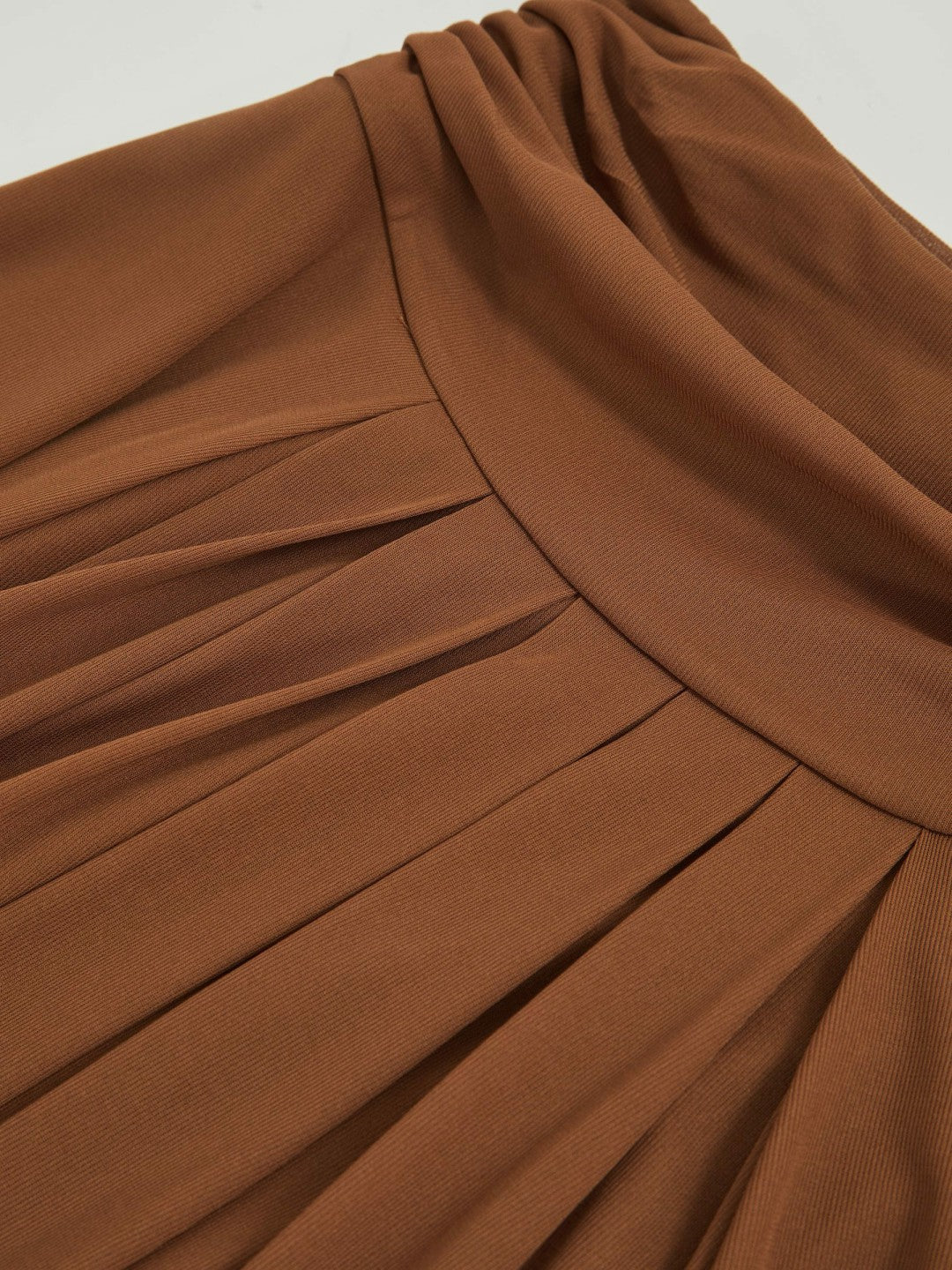 Reiss Jersey Ruched-Waist Maxi Skirt in Tan Brown