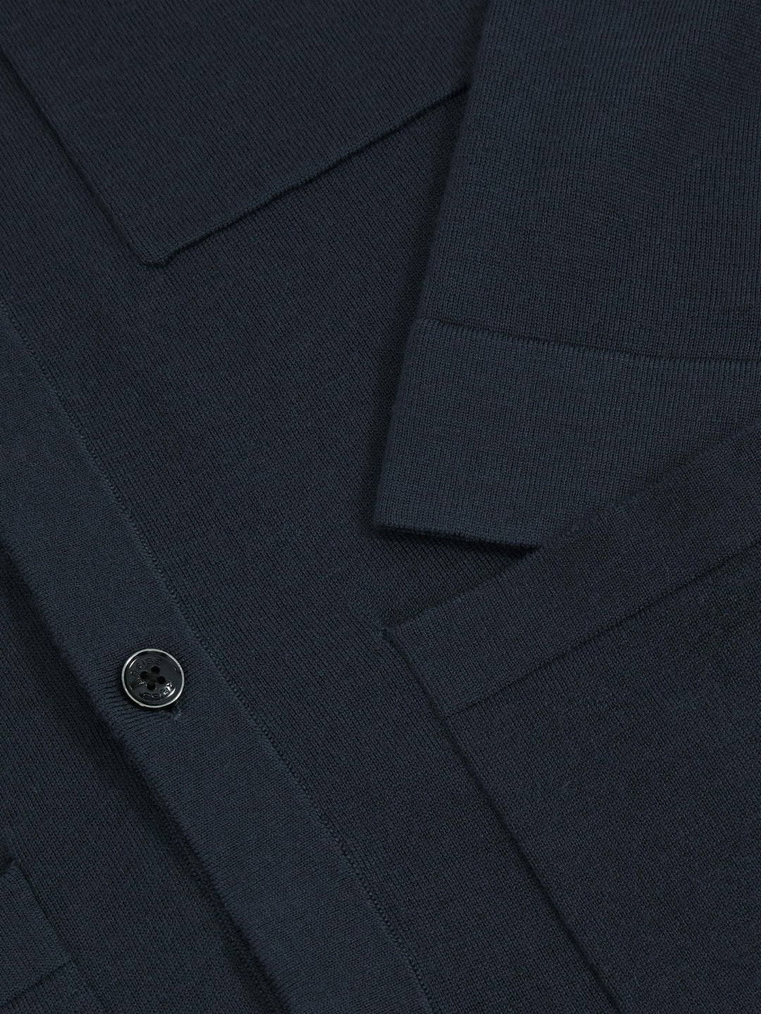 Reiss Merino Wool Button-Through Shirt in Midnight Navy