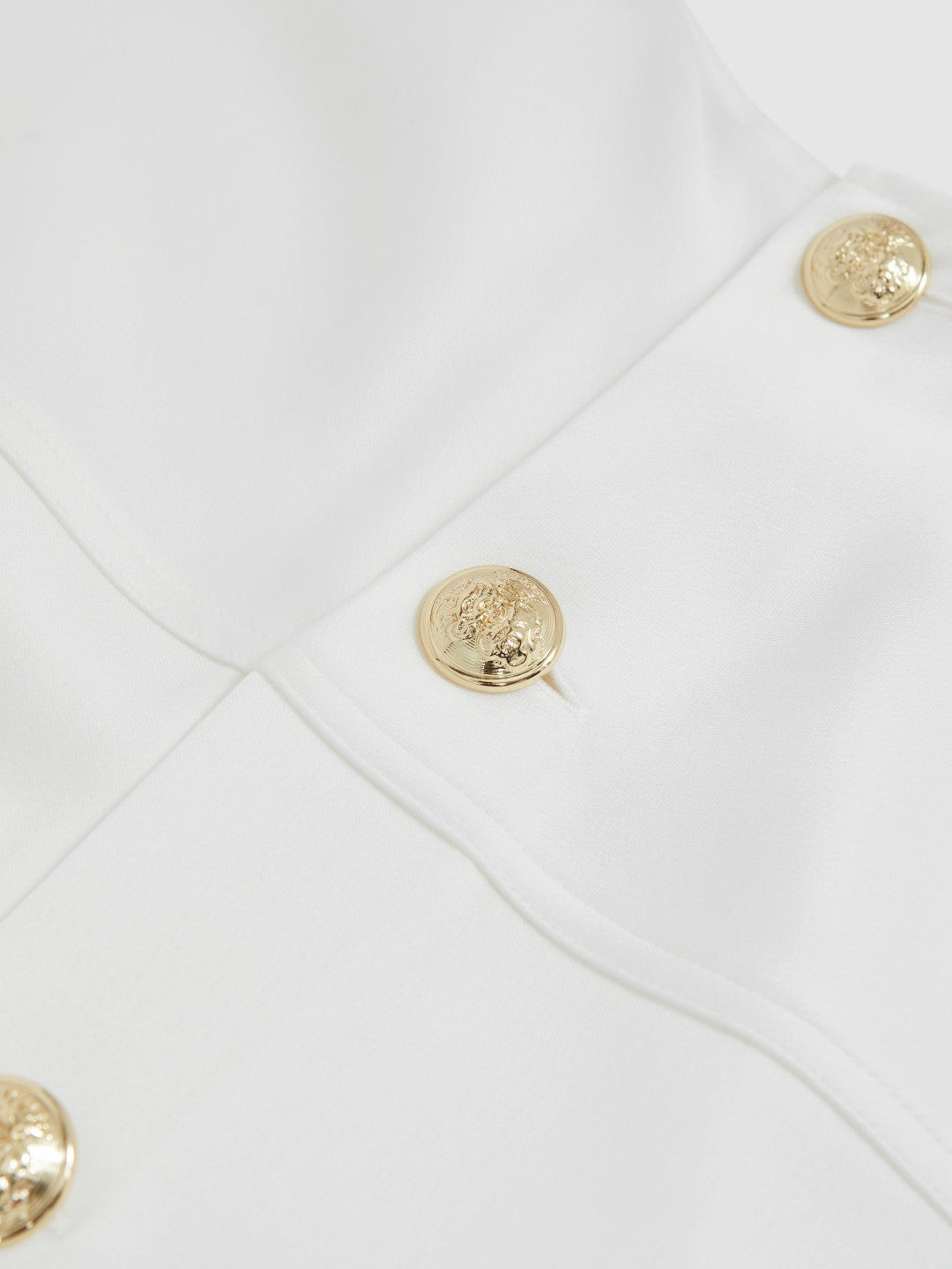 Reiss Satin Button-Back Long-Sleeve Top in Ivory