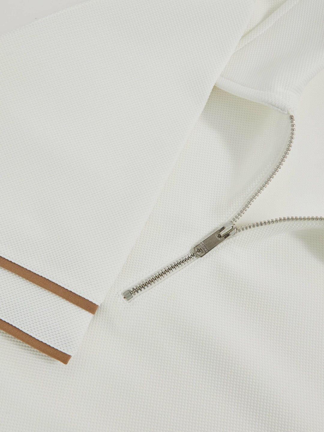 Reiss Textured Half-Zip Tipped Polo Shirt in White