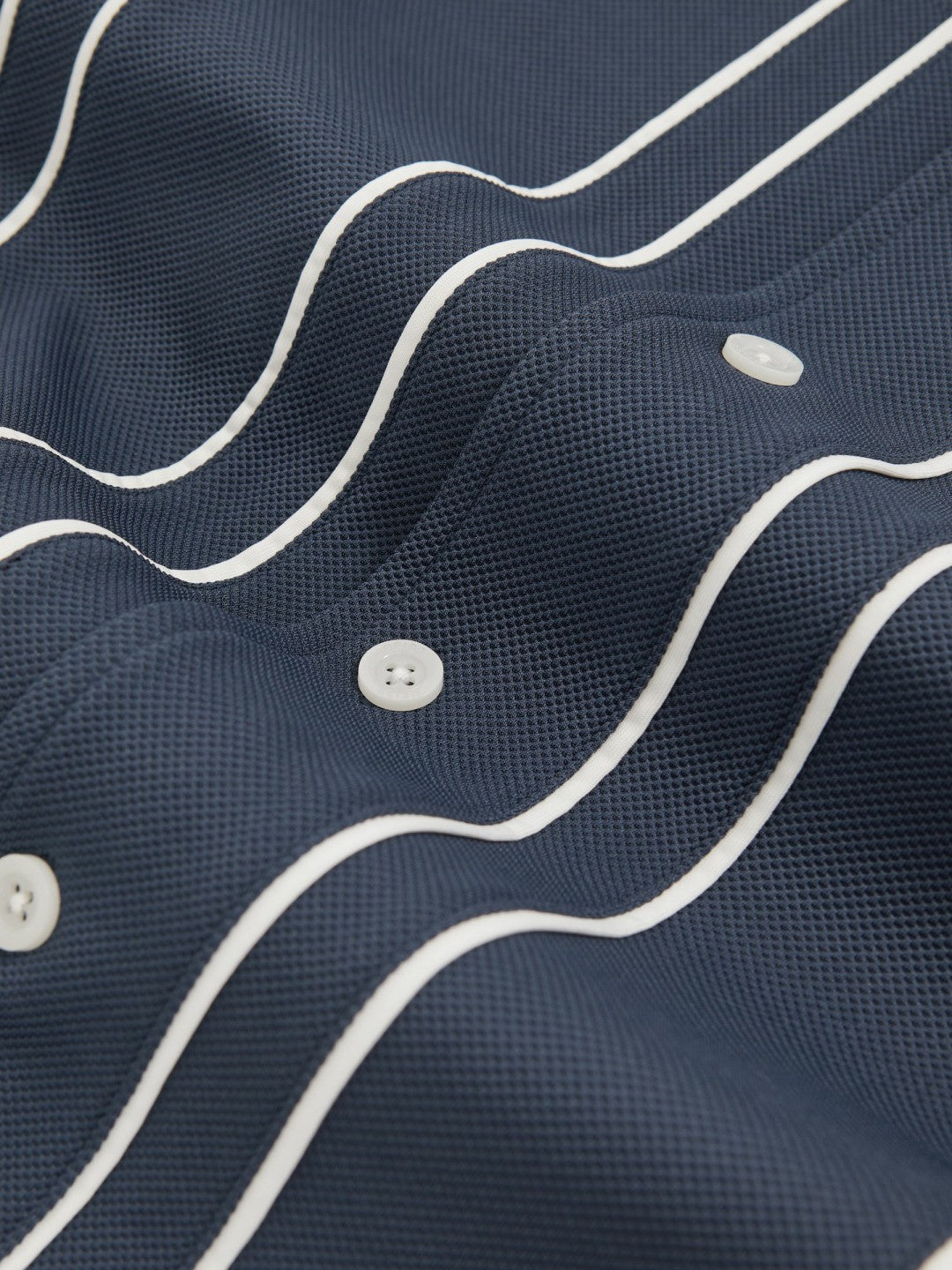 Reiss Piped-Stripe Cuban-Collar Shirt in Airforce Blue