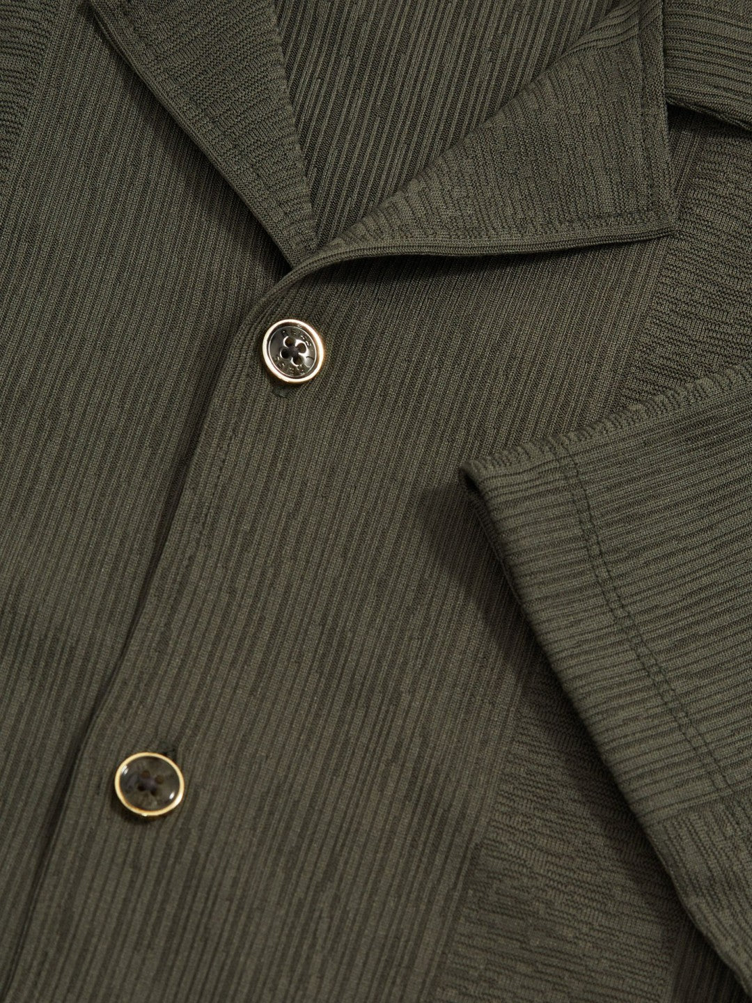 Reiss Jacquard-Stripe Cuban-Collar Shirt in Dark Green
