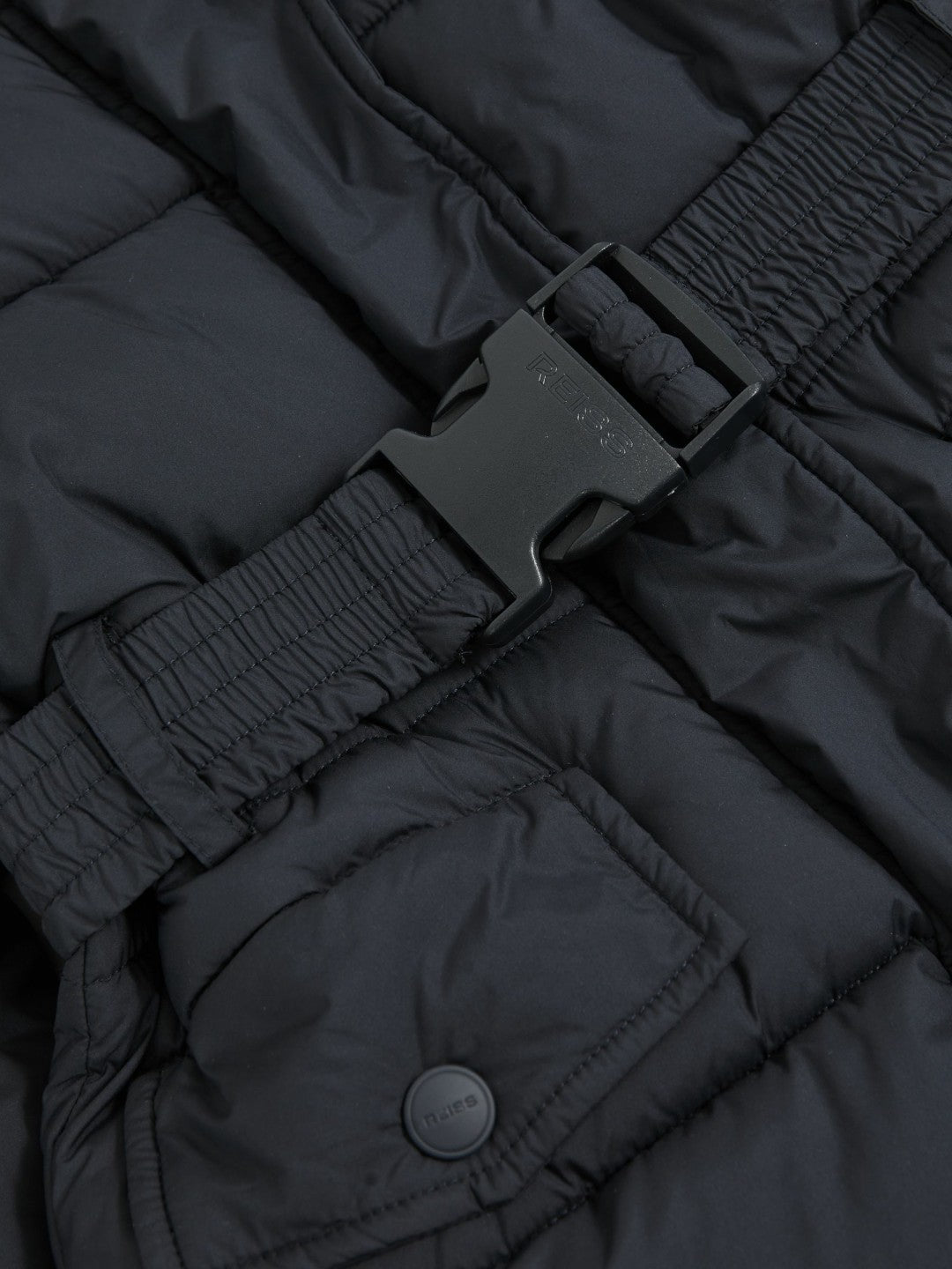 Reiss Longline Hooded Puffer Coat in Navy