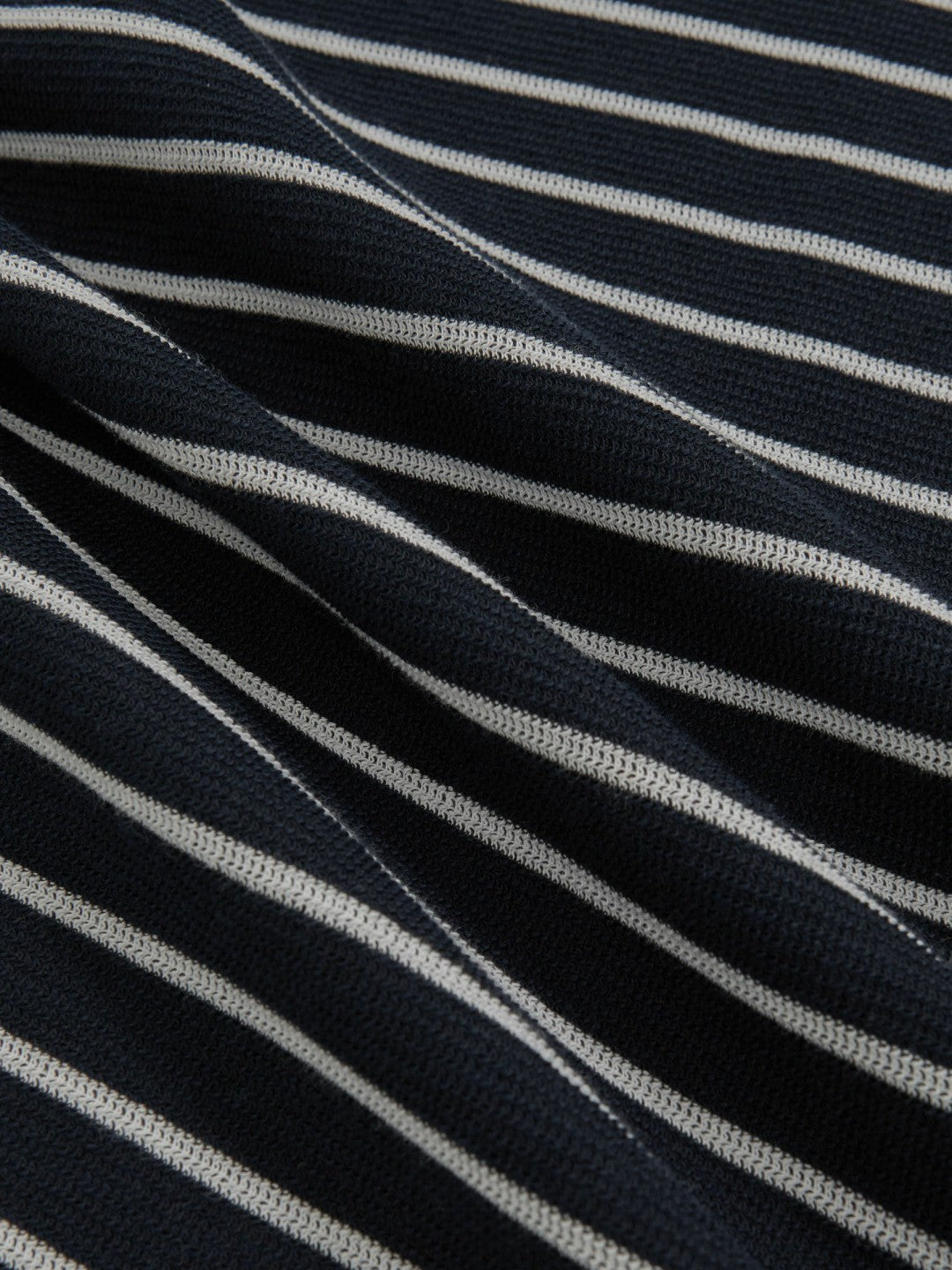 Reiss Cotton Textured Stripe T-Shirt in White/Navy
