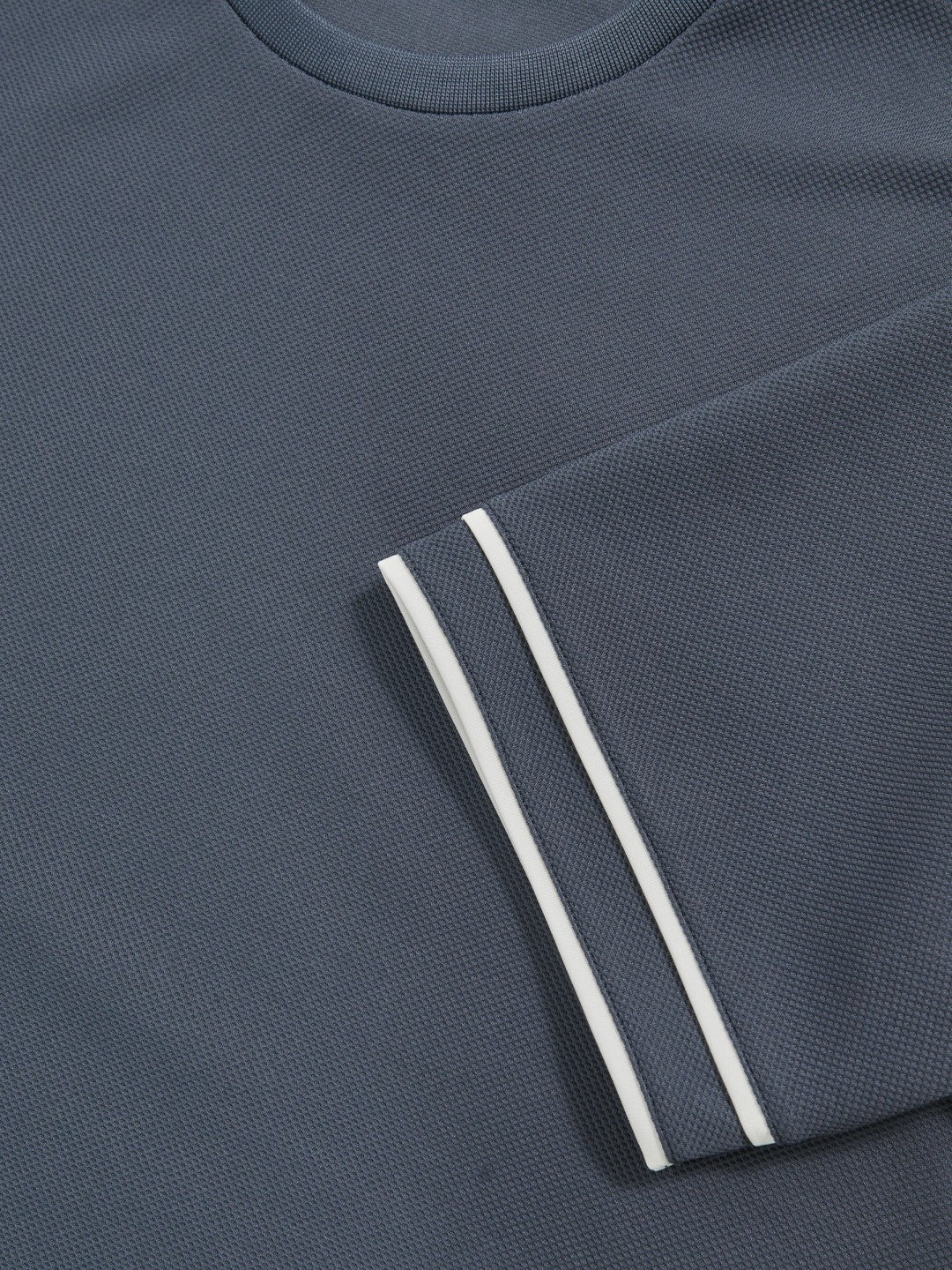Reiss Textured Crew-Neck Tipped T-Shirt in Airforce Blue