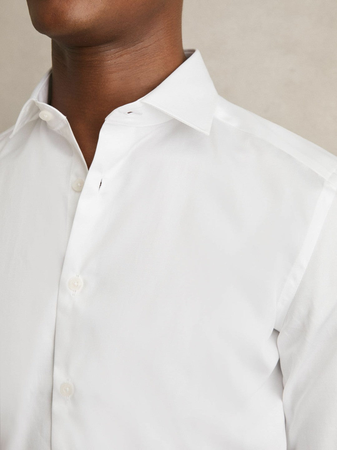 Reiss Slim Fit Cotton Sateen Shirt in White