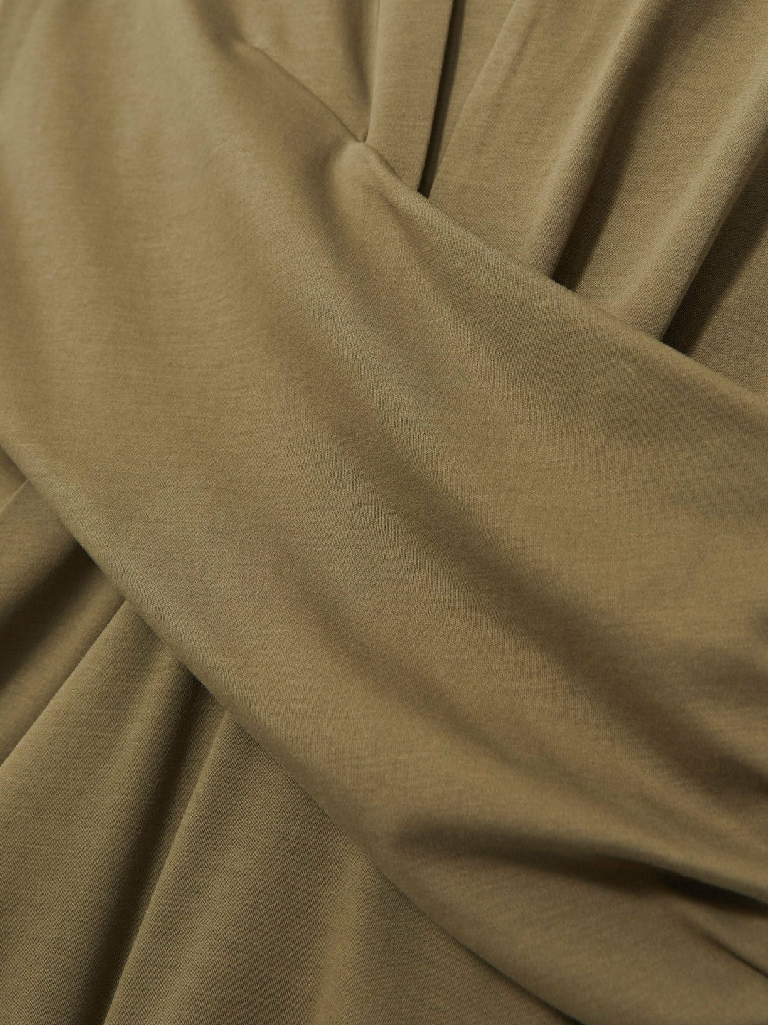 Reiss Stretch-Cotton Wrap-Front Collar Top in Khaki Green
