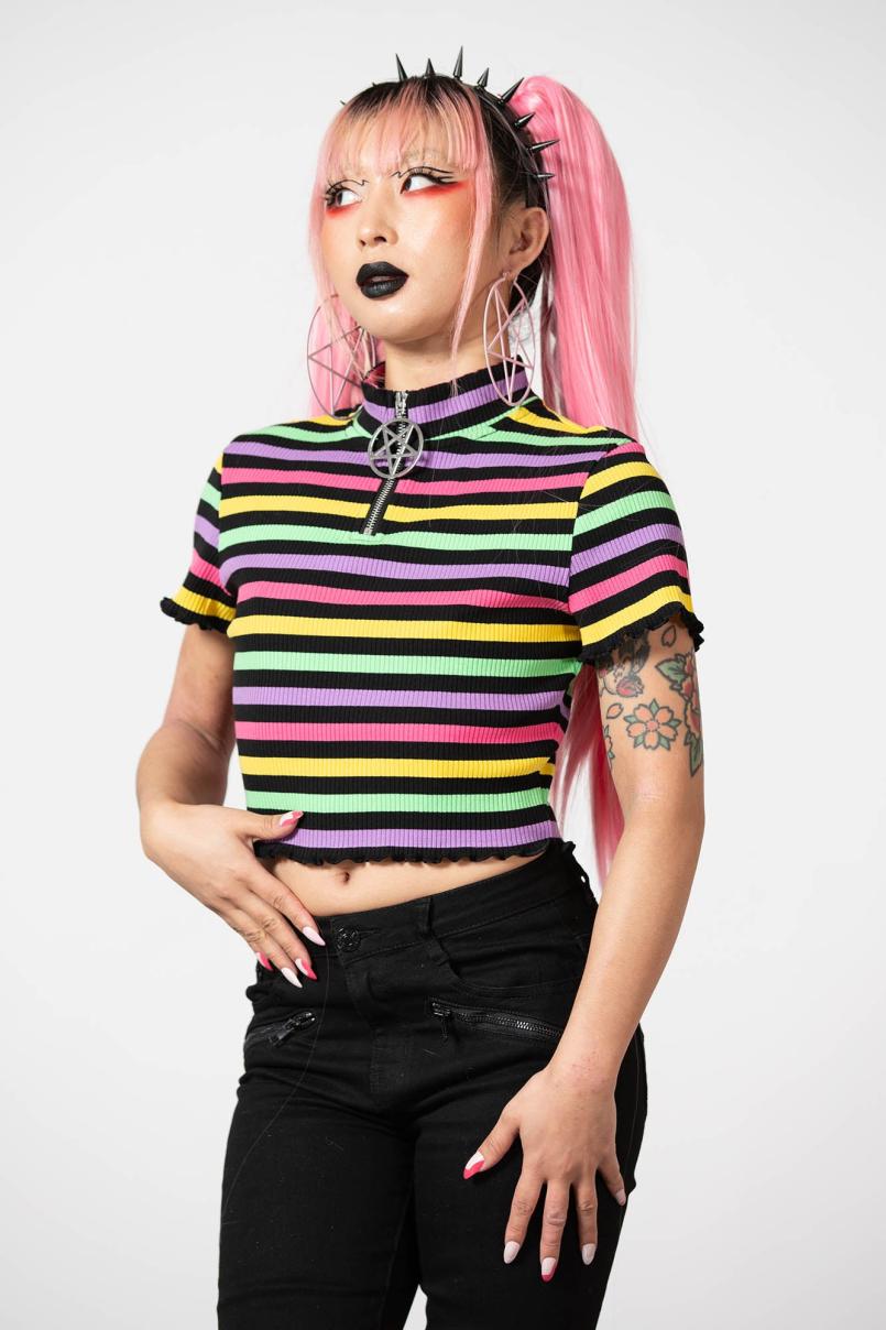 Women Crop | Killstar Rainbow Child Ribbed Crop Top