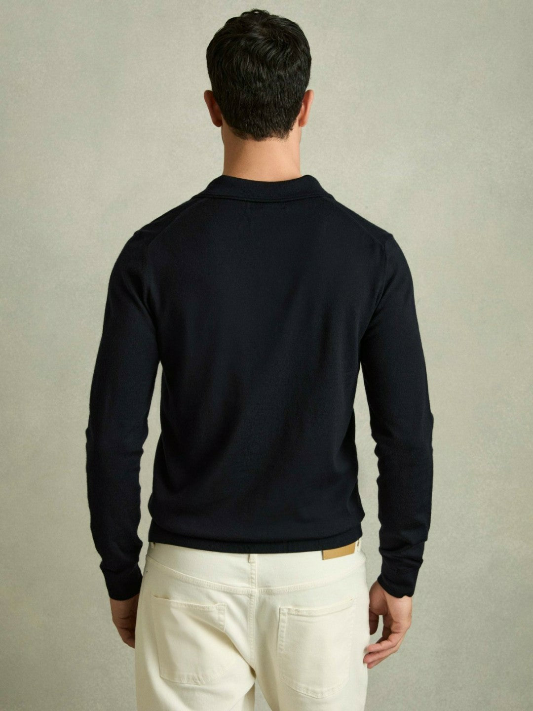 Reiss Merino Wool Polo Shirt in Navy