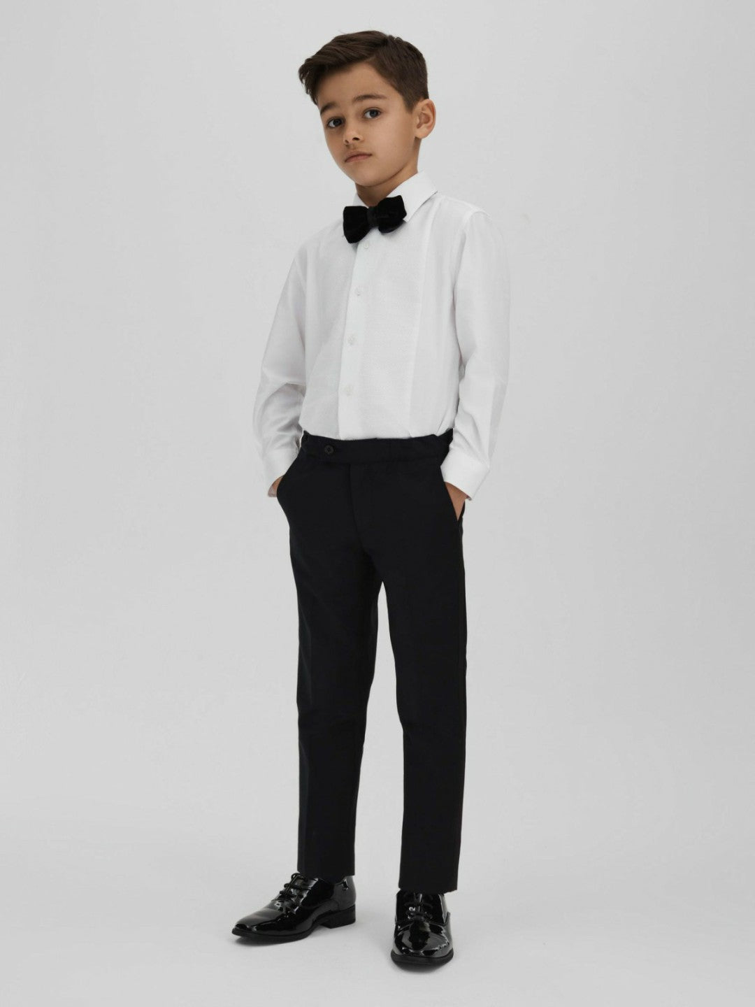 Reiss 3-9 yrs Slim Fit Textured Bib Dinner Shirt in White