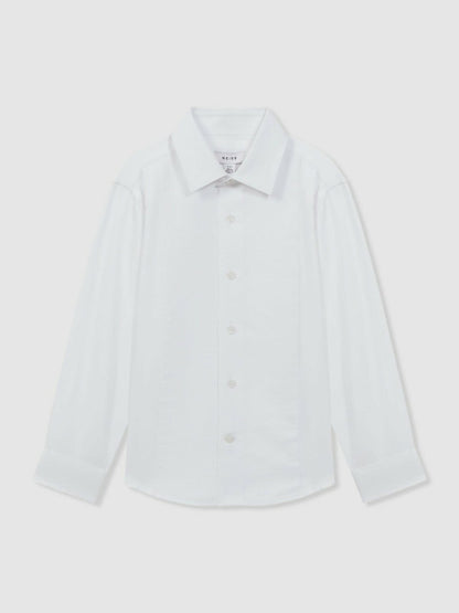 Reiss 3-9 yrs Slim Fit Textured Bib Dinner Shirt in White