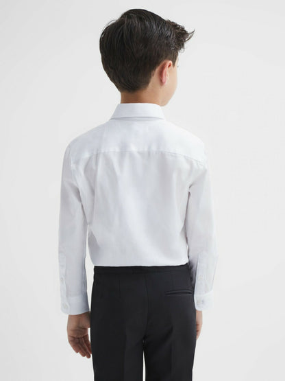 Reiss 3-9 yrs Slim Fit Textured Bib Dinner Shirt in White