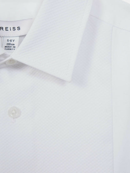 Reiss 3-9 yrs Slim Fit Textured Bib Dinner Shirt in White