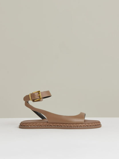 Reiss Leather Plait Detail Sandals in Tan