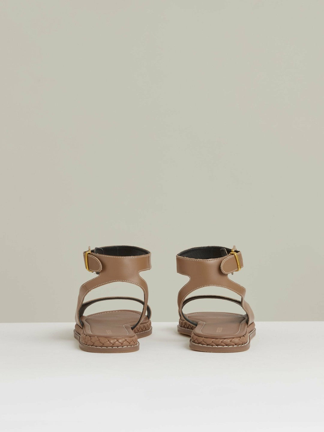 Reiss Leather Plait Detail Sandals in Tan