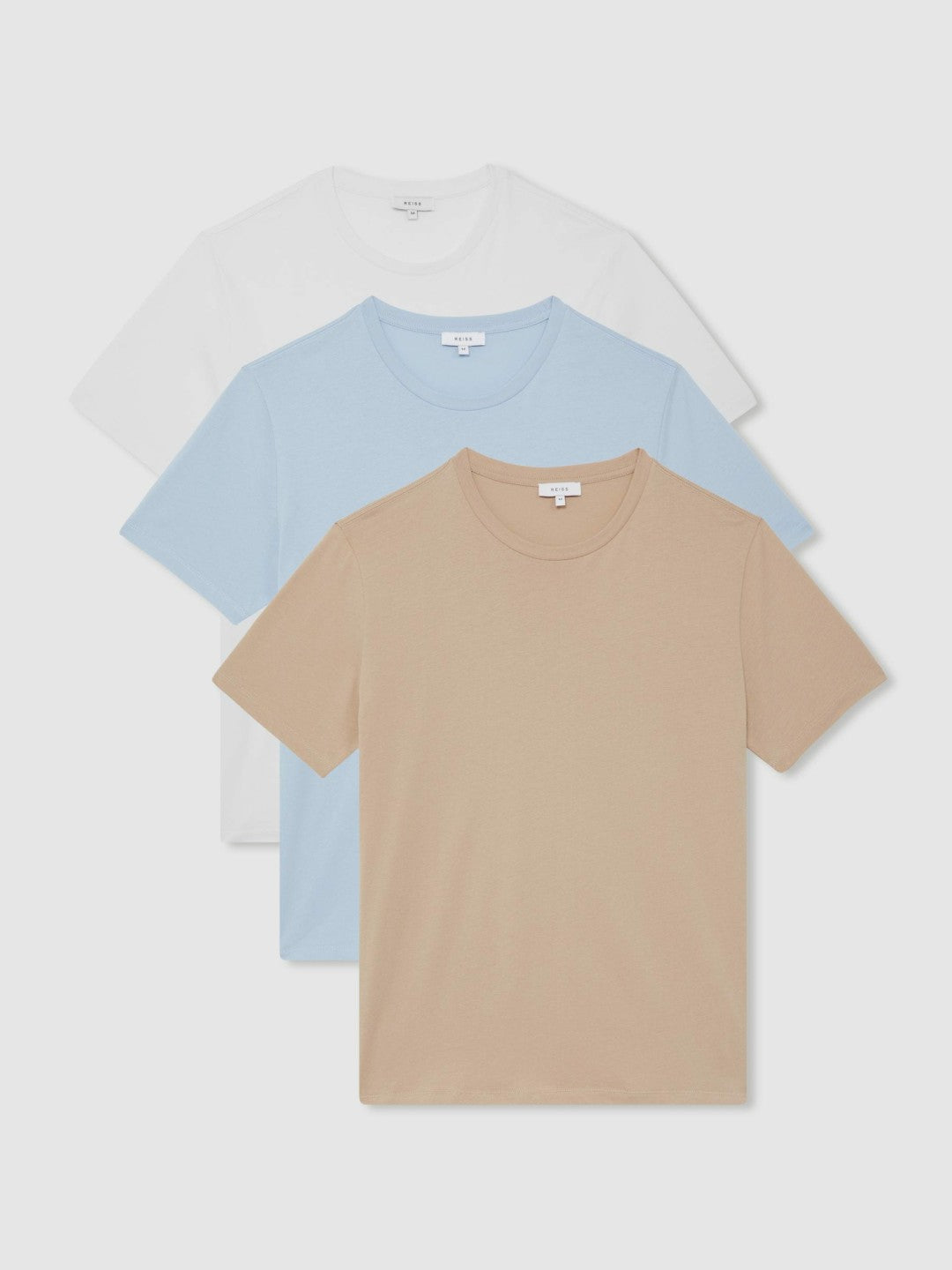 Reiss Cotton-Jersey Crew-Neck T-shirts 3 Pack in Neutral