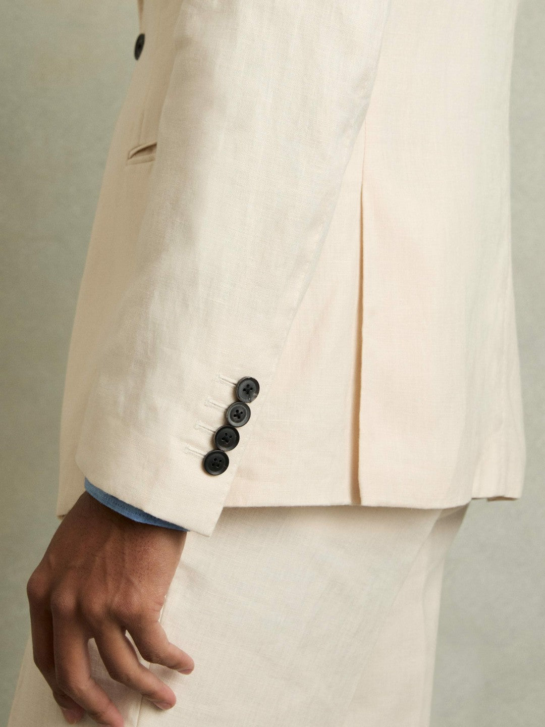 Reiss Slim-Fit Single Breasted Linen Blazer in Stone