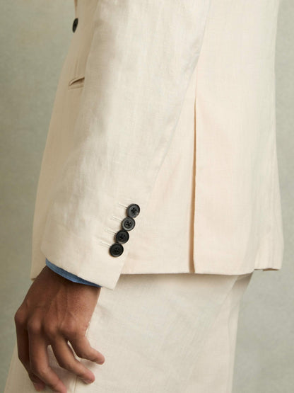 Reiss Slim-Fit Single Breasted Linen Blazer in Stone
