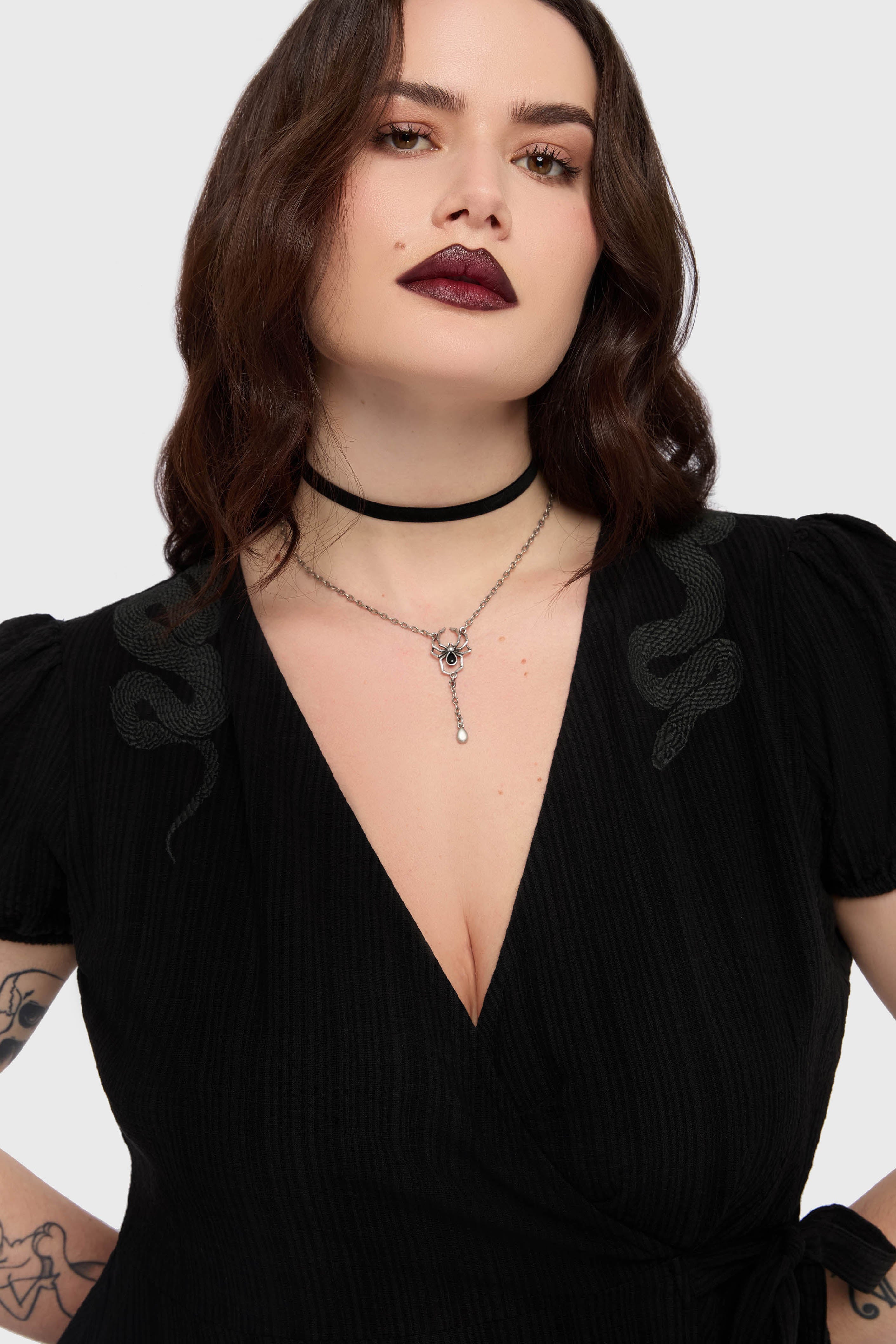 The Hollow Embroidered Mini Dress [Black] Killstar / Womens