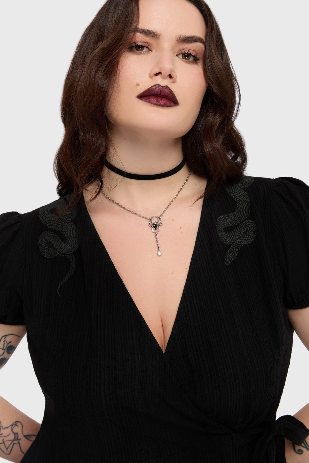 The Hollow Embroidered Mini Dress [Black] Killstar / Womens