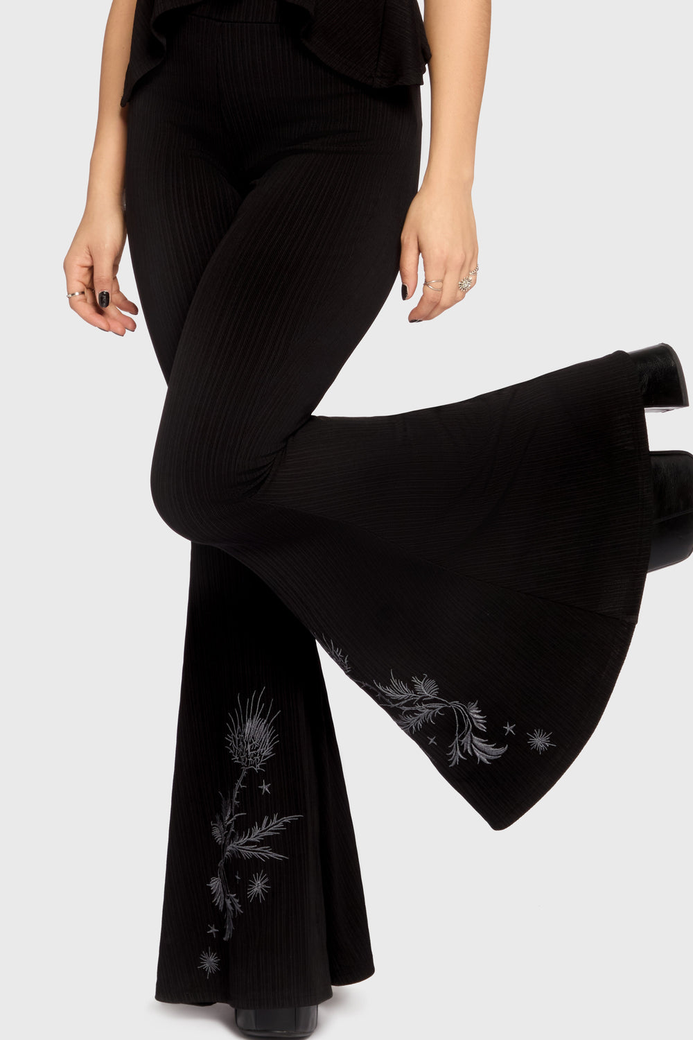 Thistina Embroidered Flares Killstar / Womens