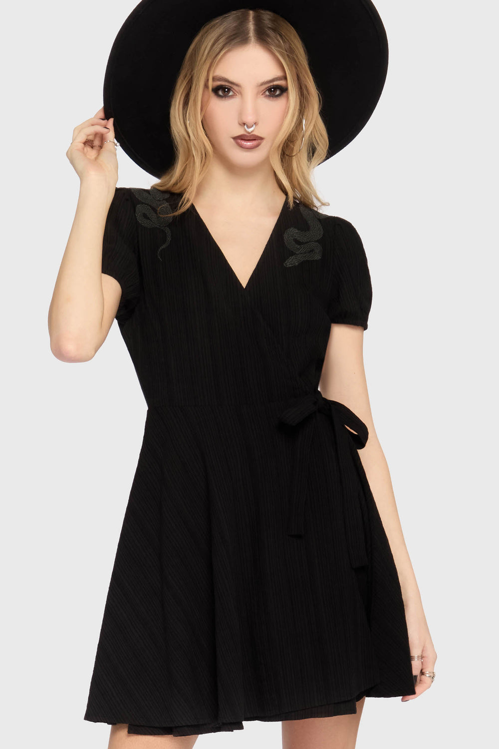 The Hollow Embroidered Mini Dress [Black] Killstar / Womens