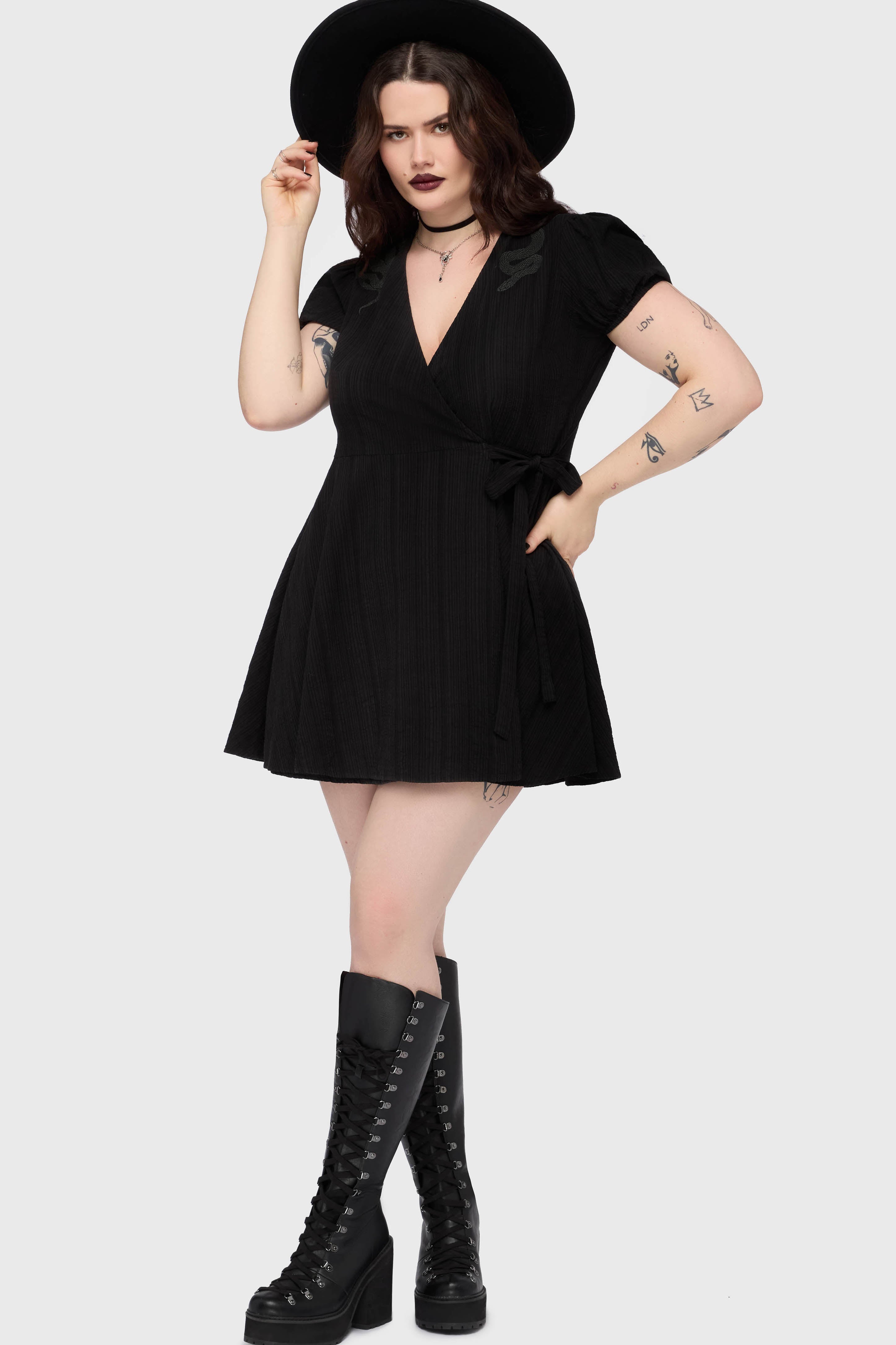 The Hollow Embroidered Mini Dress [Black] Killstar / Womens