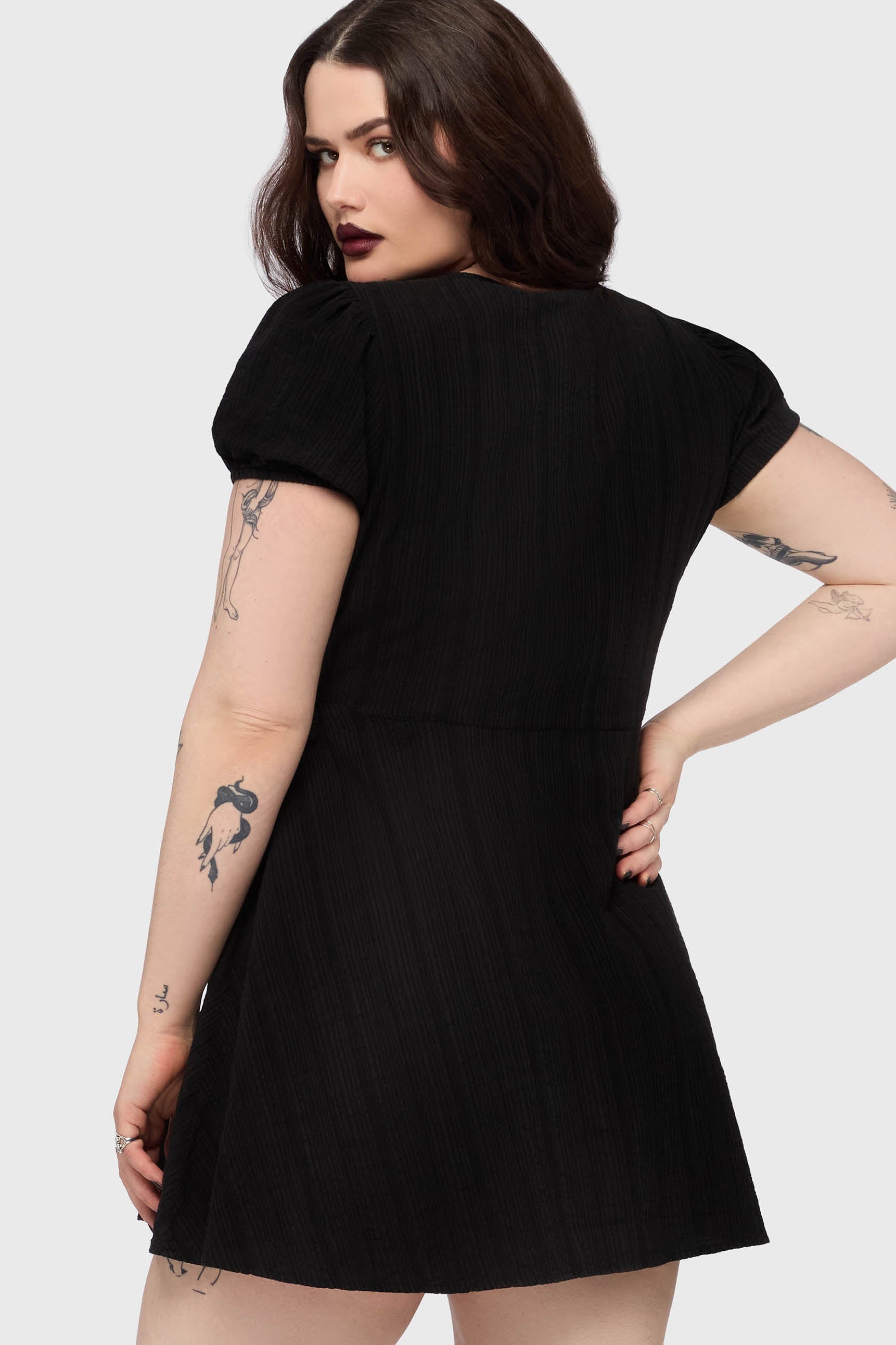 The Hollow Embroidered Mini Dress [Black] Killstar / Womens