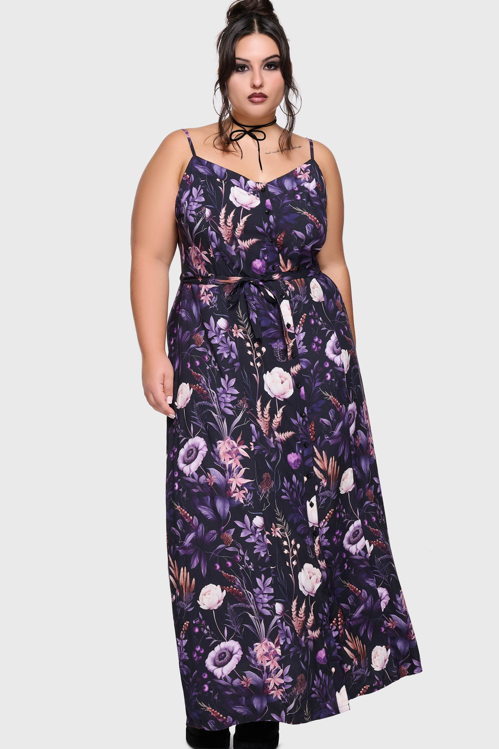 Cottage Chorus Maxi Dress [BLACK/PURPLE] Killstar / Womens