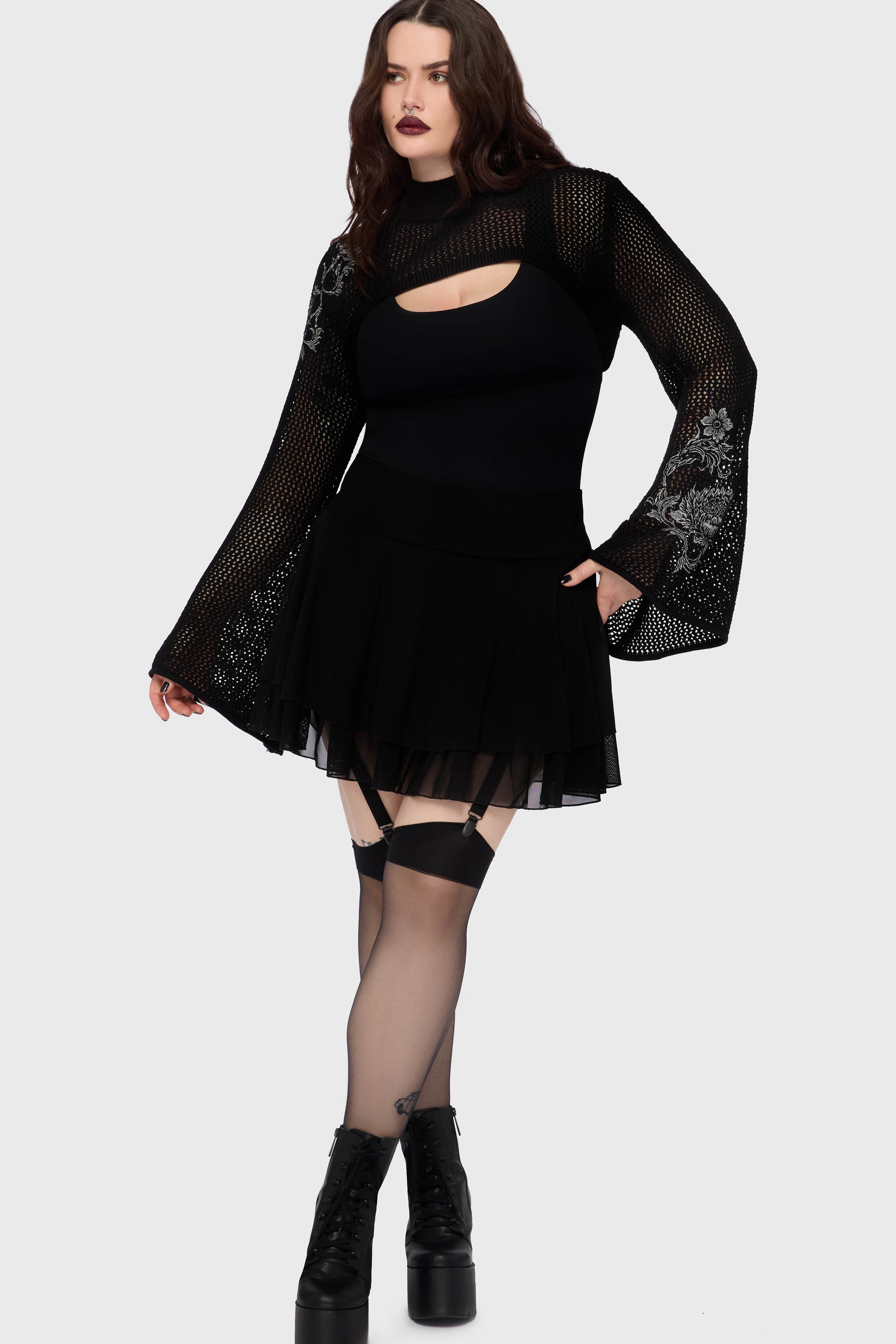 Gaia Adorned Knit Bolero Killstar / Womens