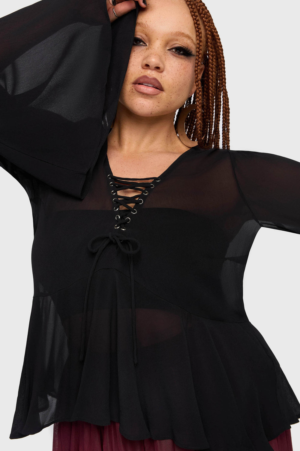 Gaia Adorned Long Sleeve Top Killstar / Womens