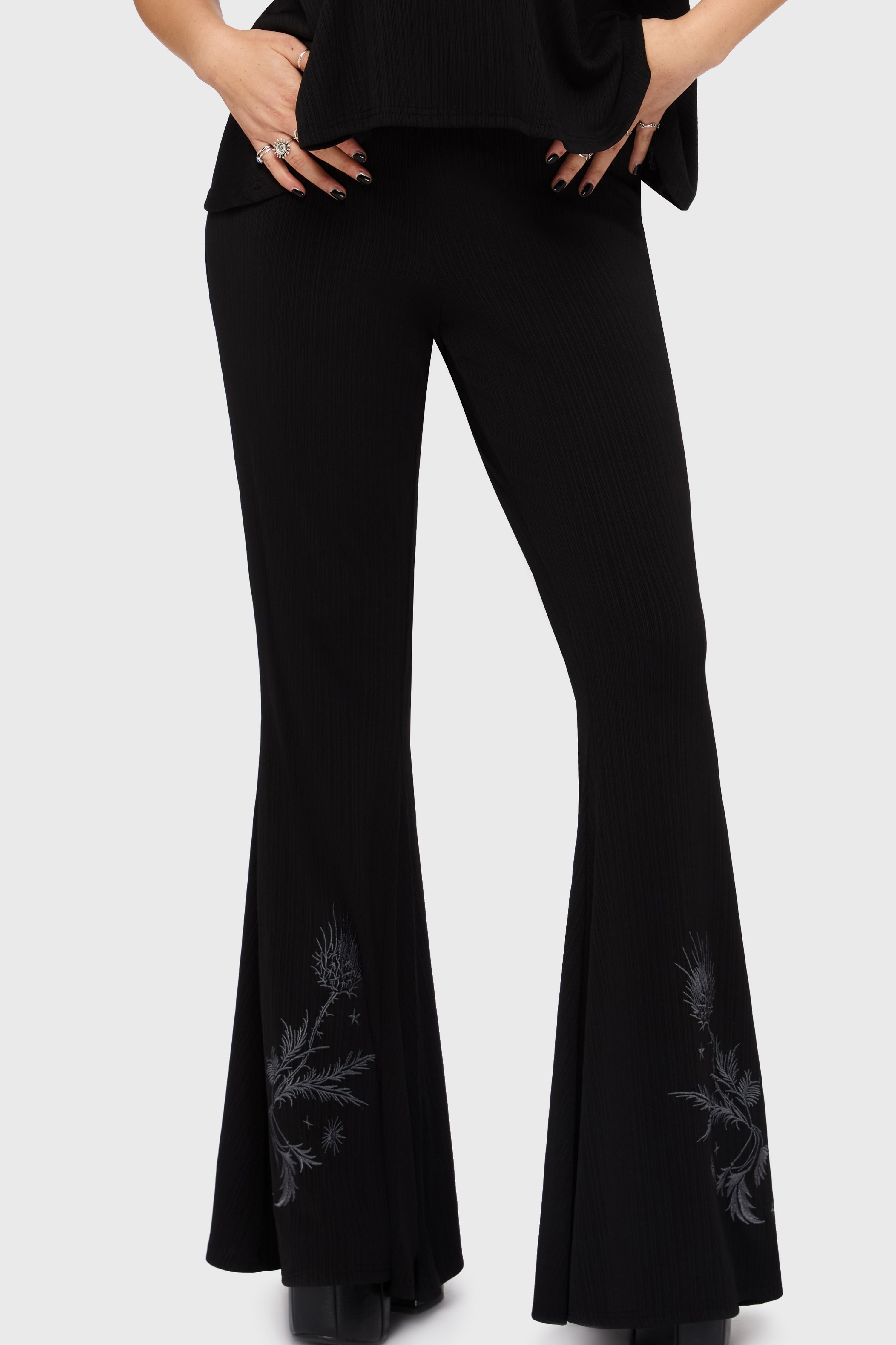 Thistina Embroidered Flares Killstar / Womens