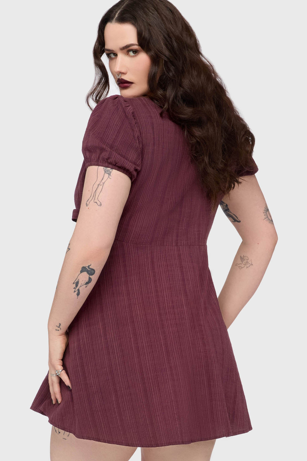 The Hollow Embroidered Mini Dress [Purple] Killstar / Womens