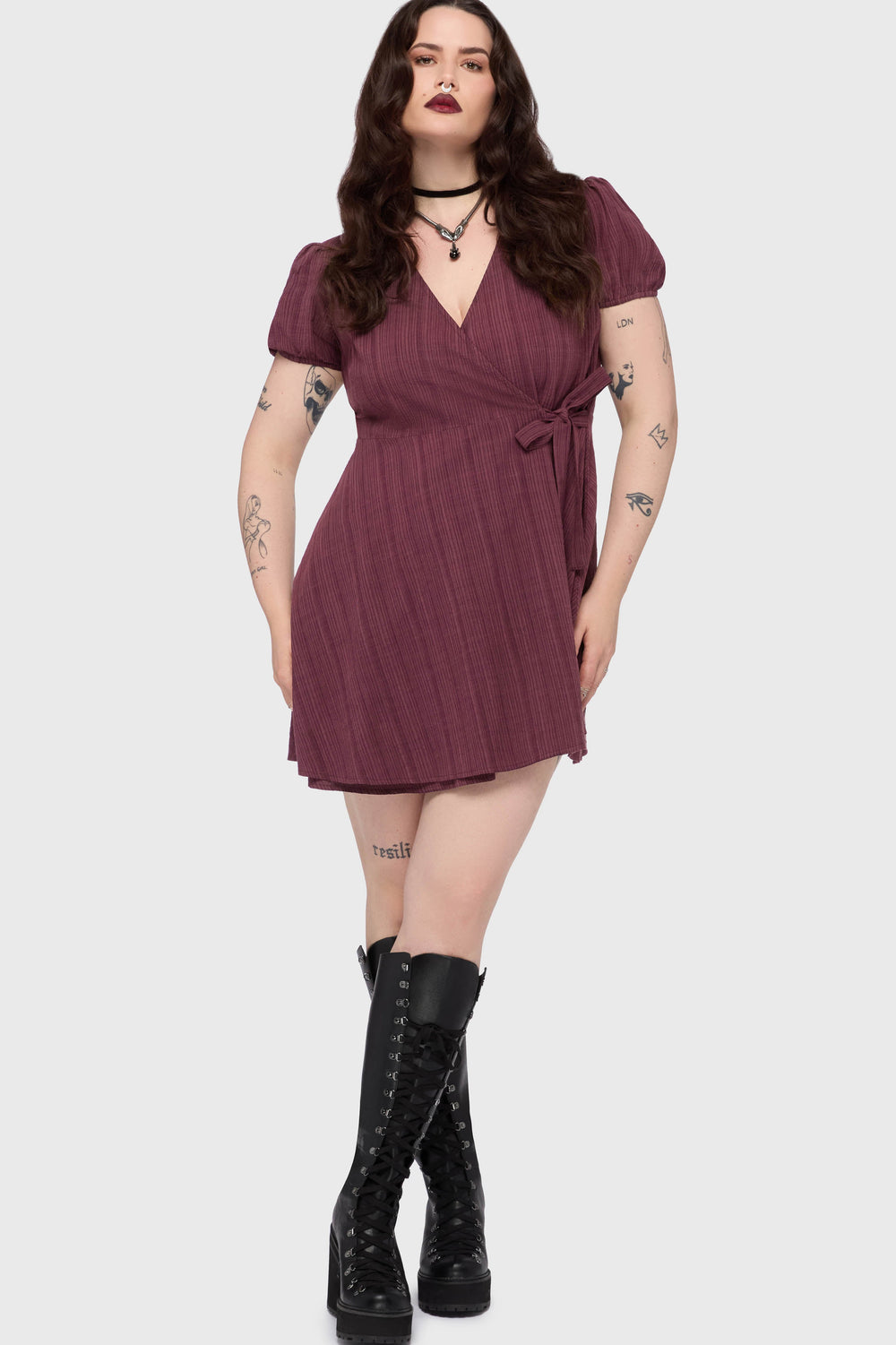 The Hollow Embroidered Mini Dress [Purple] Killstar / Womens