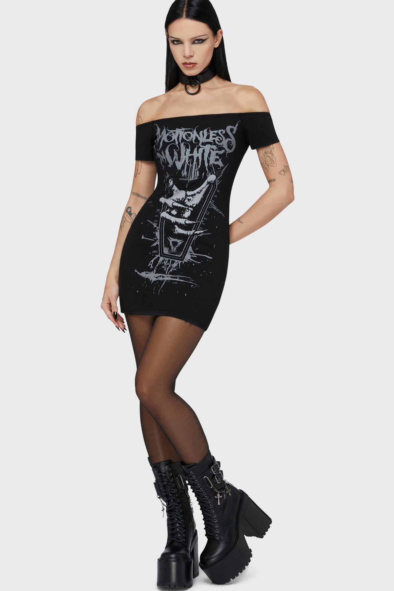 Up From Hell Bardot Dress Killstar / Womens