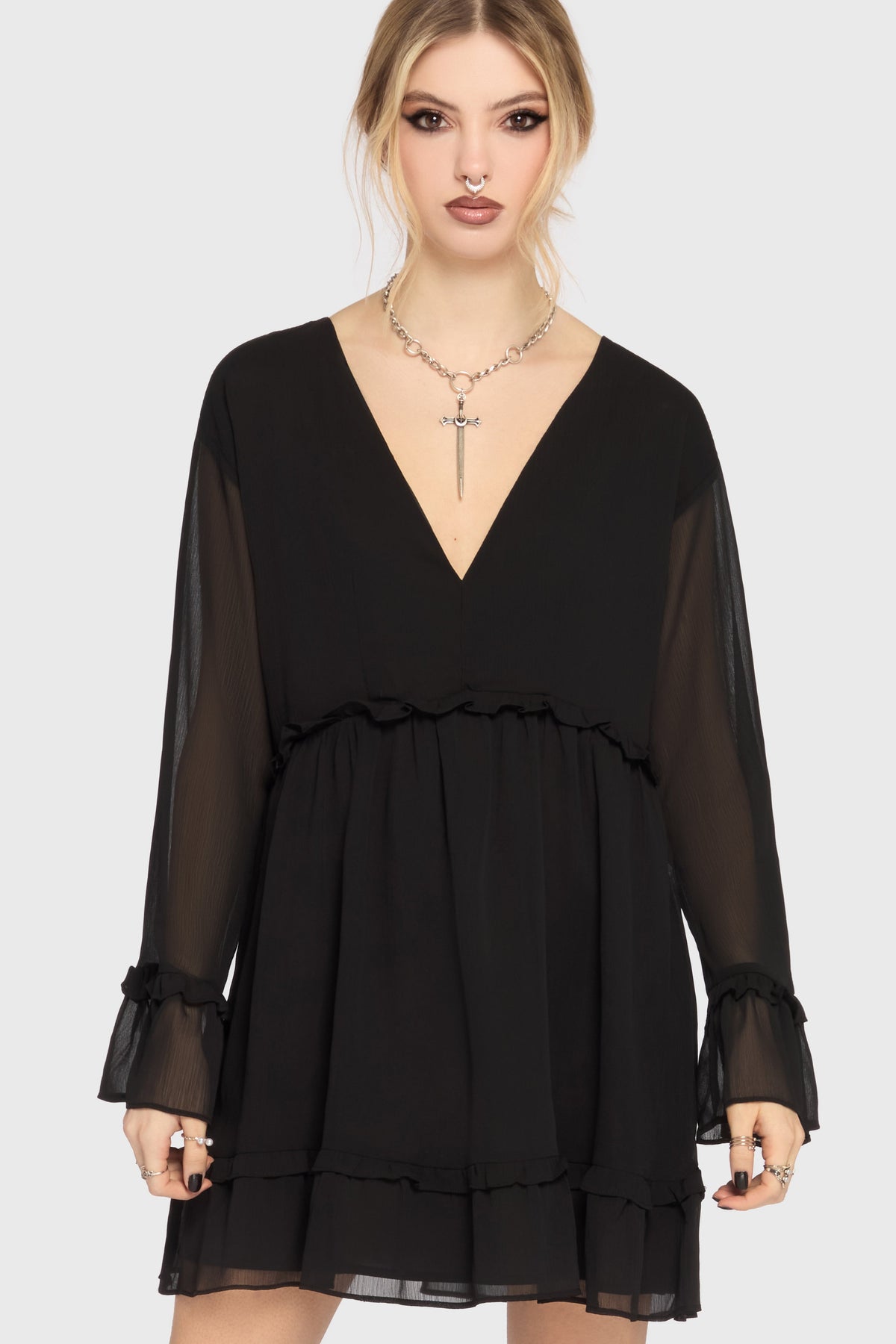 Seraph In Ash Mini Dress [BLACK] Killstar / Womens