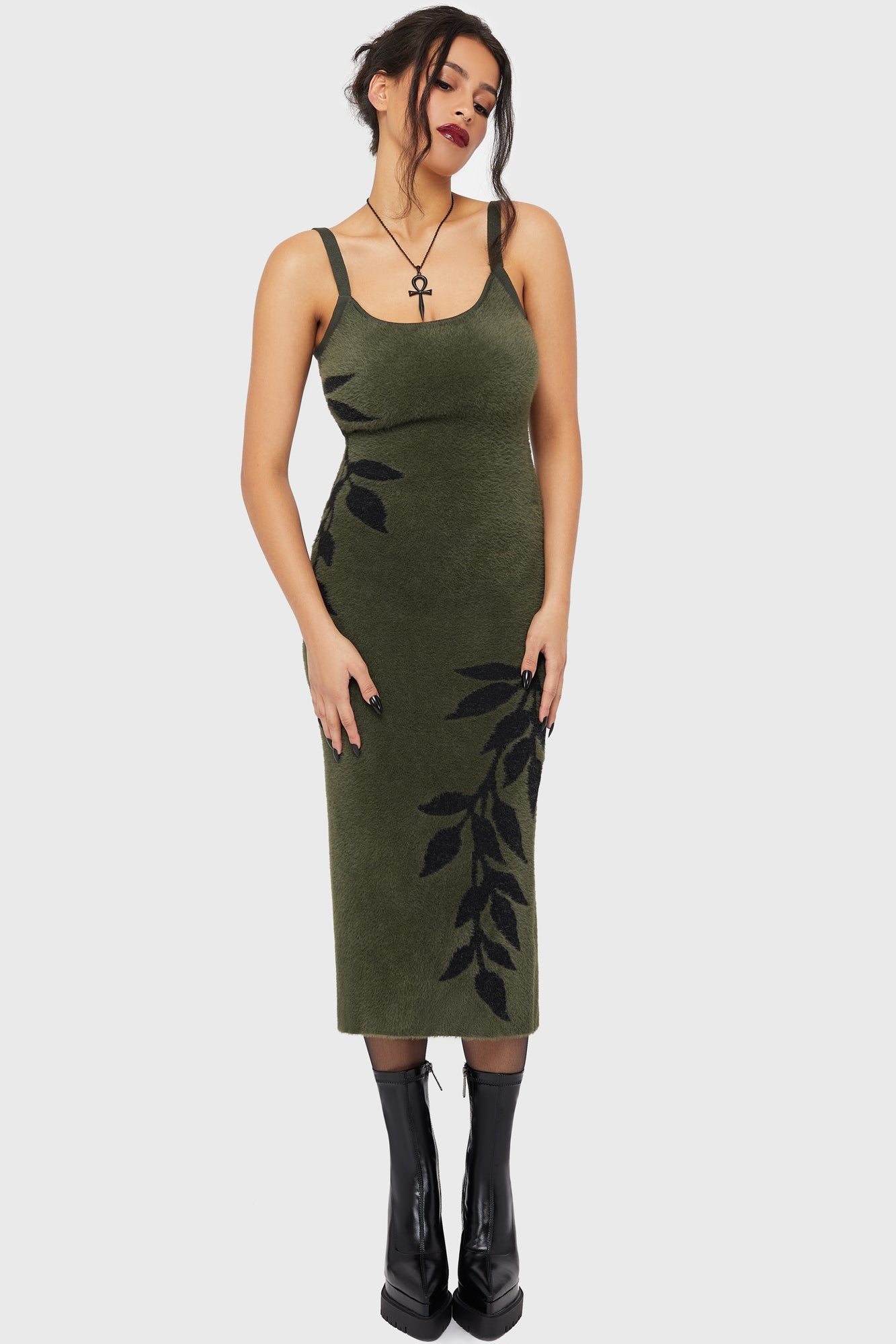 Grim Ferns Midi Dress Killstar / Womens