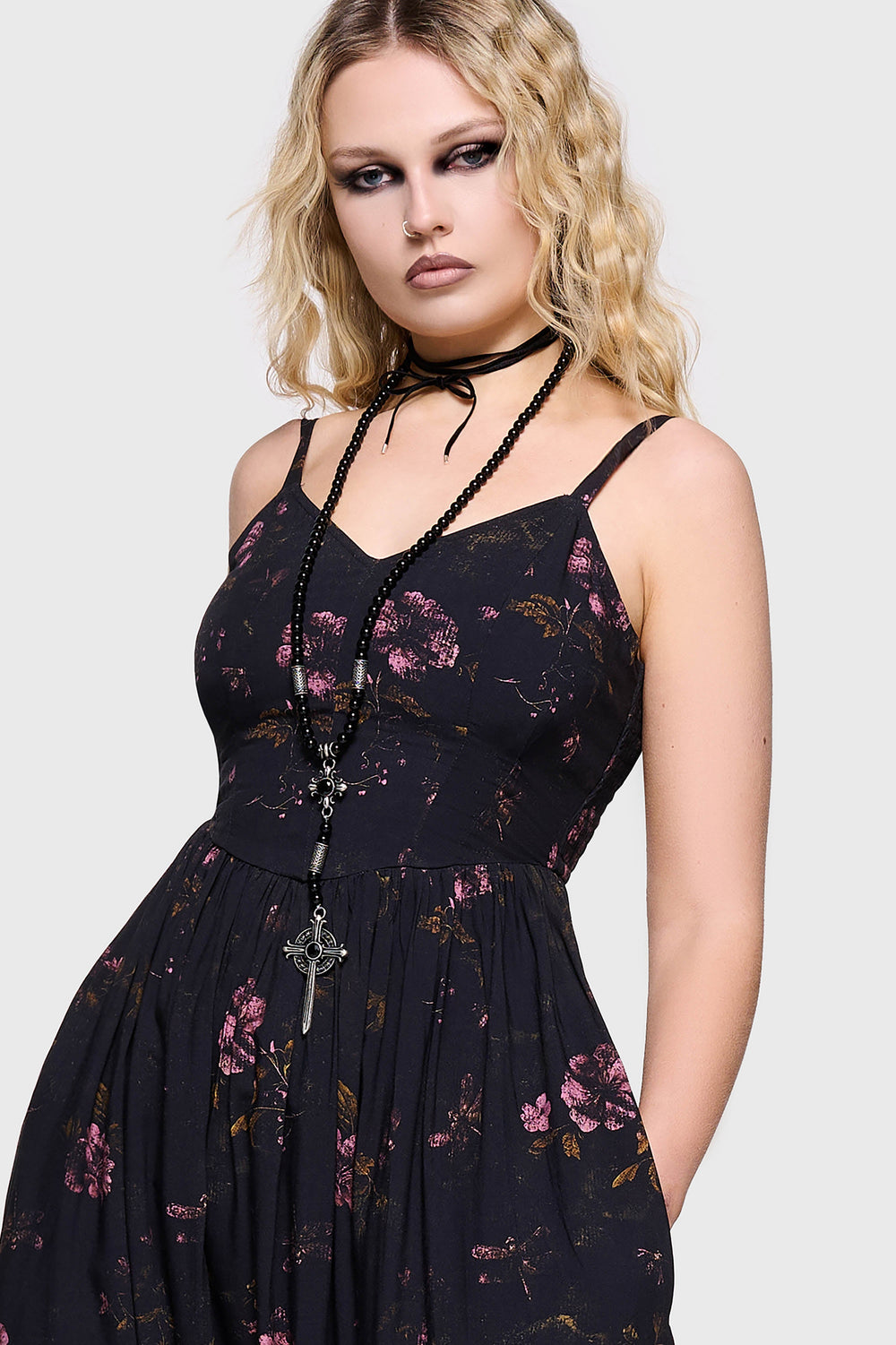 Junniper Maxi Dress [BLACK/PINK] Killstar / Womens