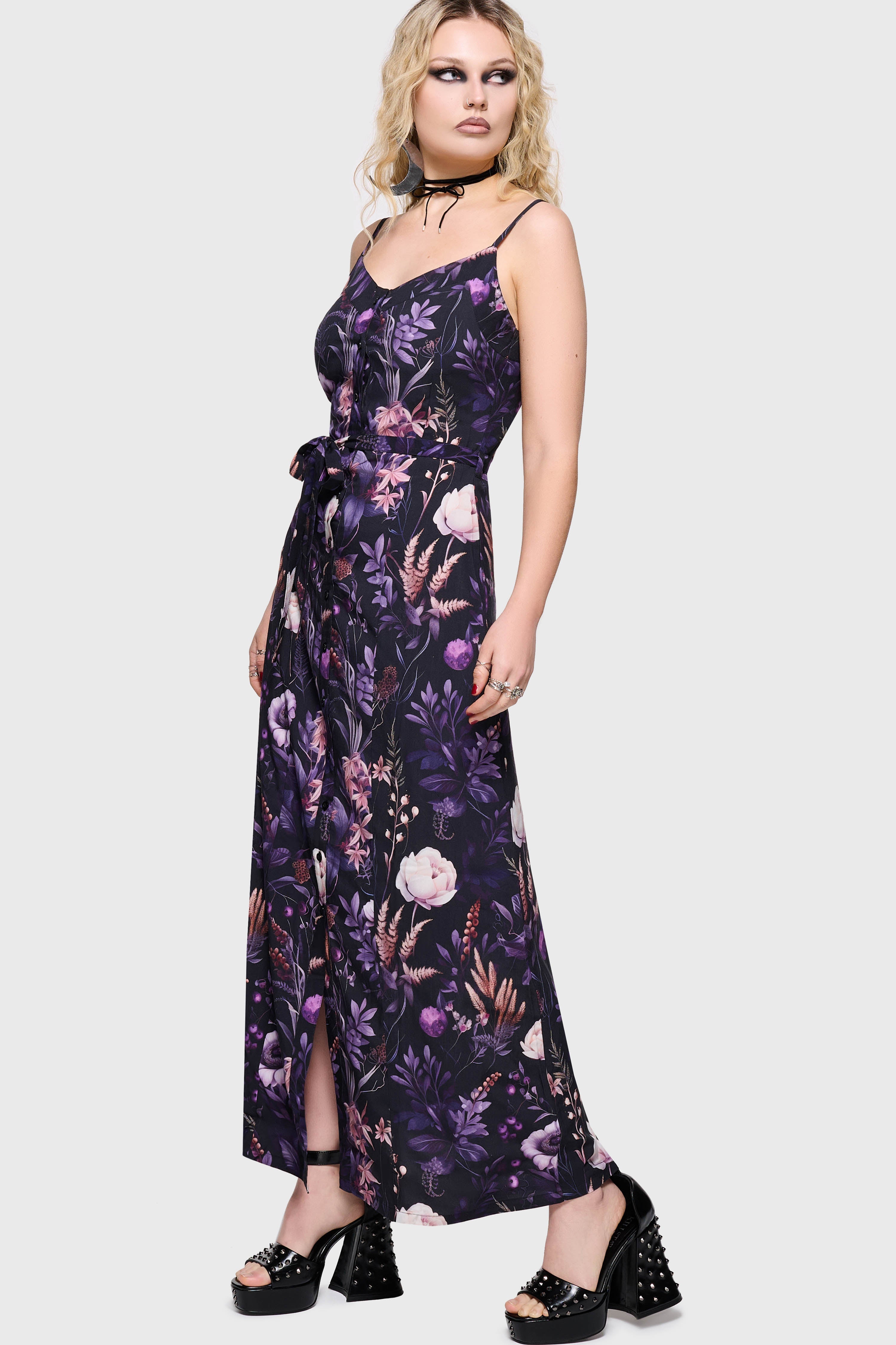 Cottage Chorus Maxi Dress [BLACK/PURPLE] Killstar / Womens