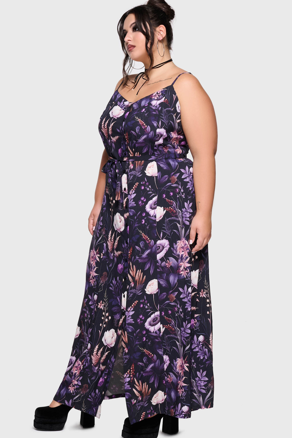 Cottage Chorus Maxi Dress [BLACK/PURPLE] Killstar / Womens