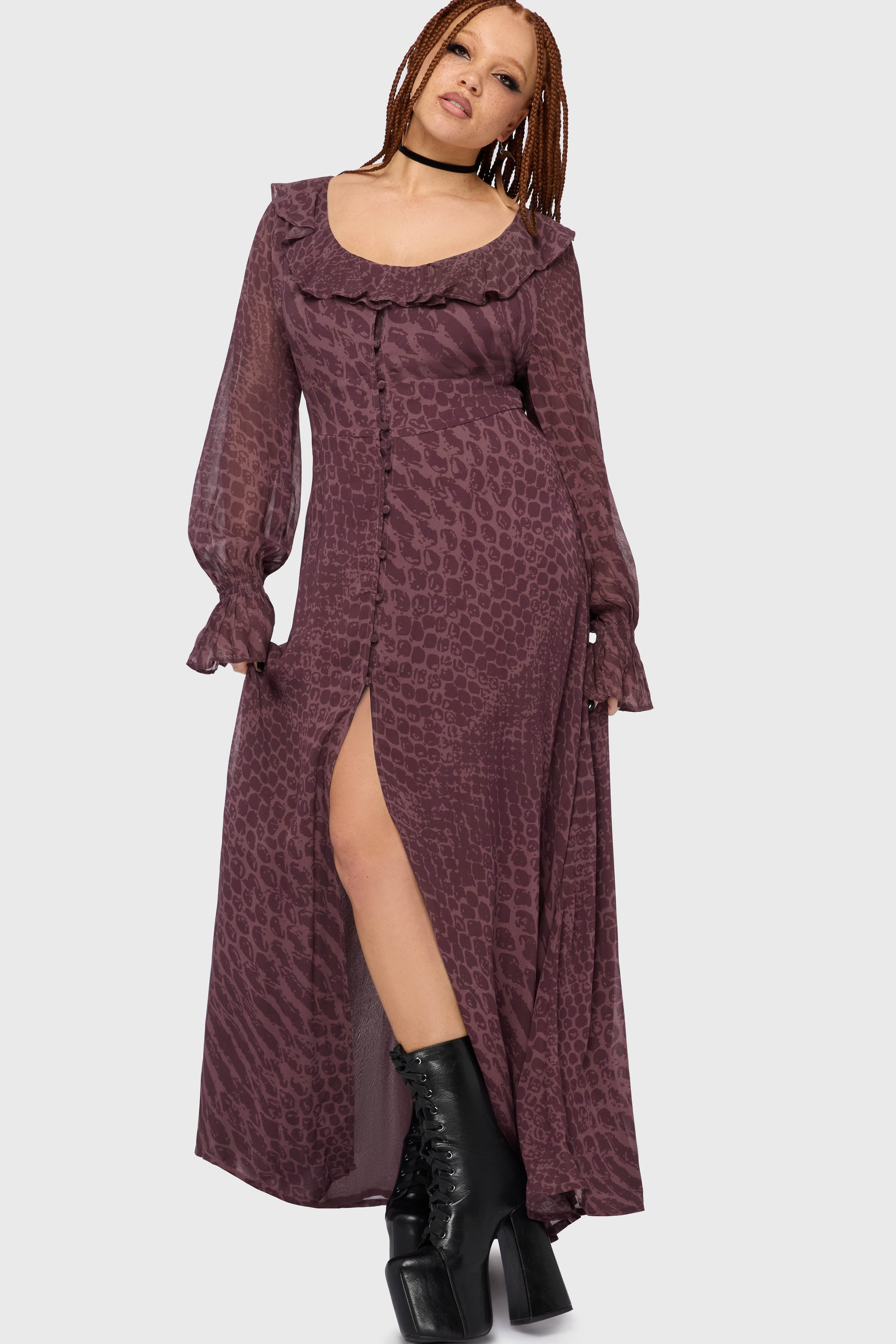 Gaia Adorned Ruffle Maxi Dress Killstar / Womens