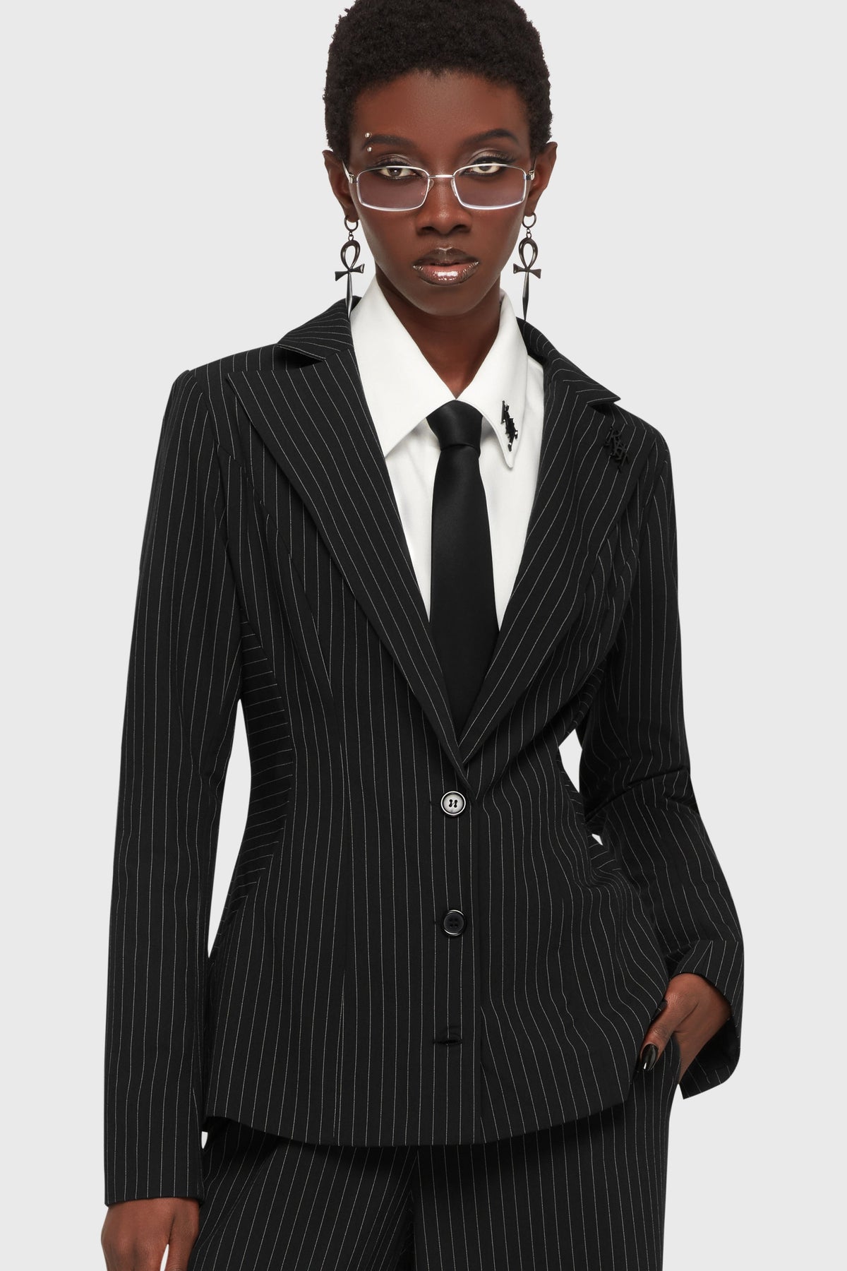 Oblivienne Jacket [Black Pinstripe] Killstar / Womens