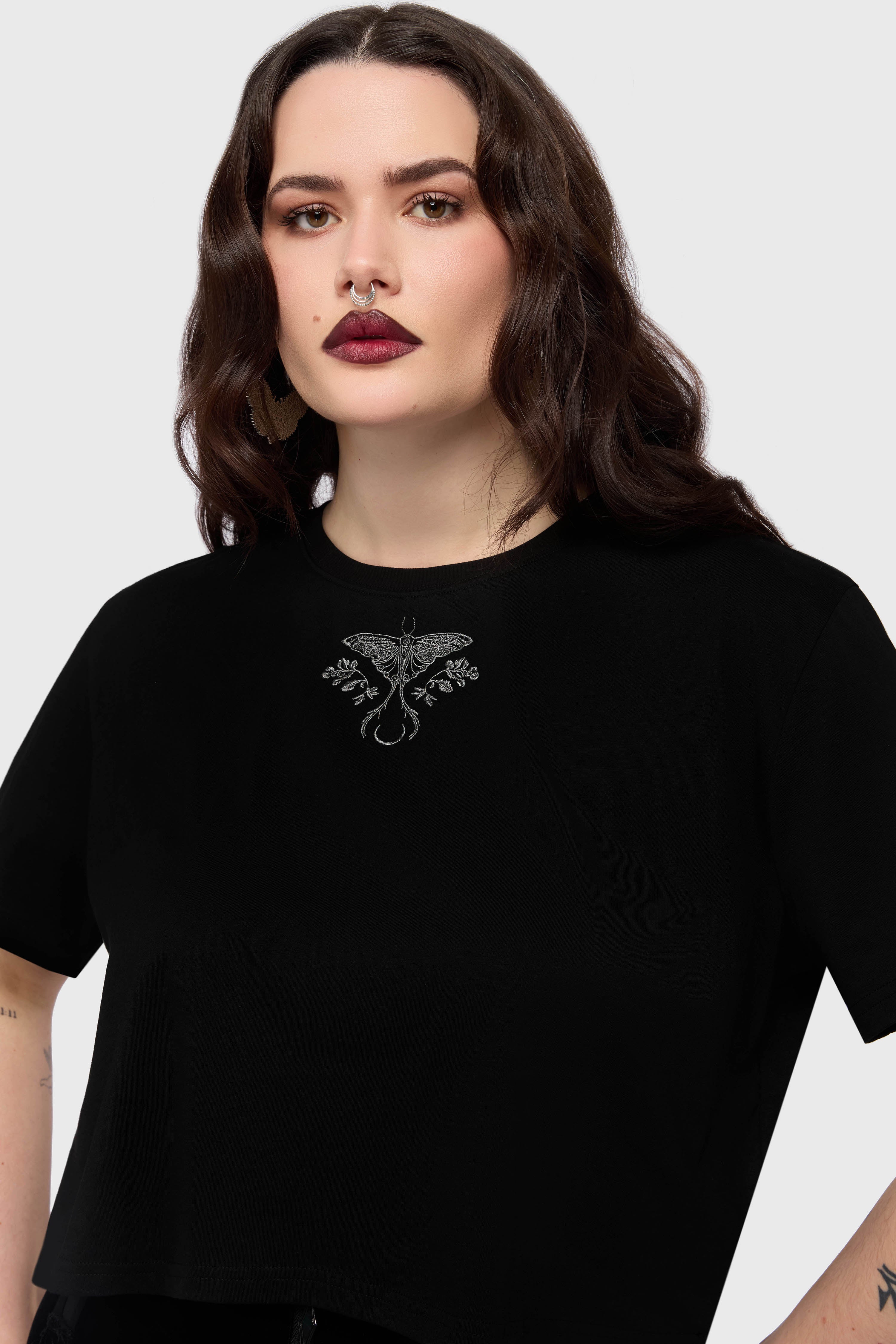 Gaia Adorned Embroidered T Shirt Killstar / Womens