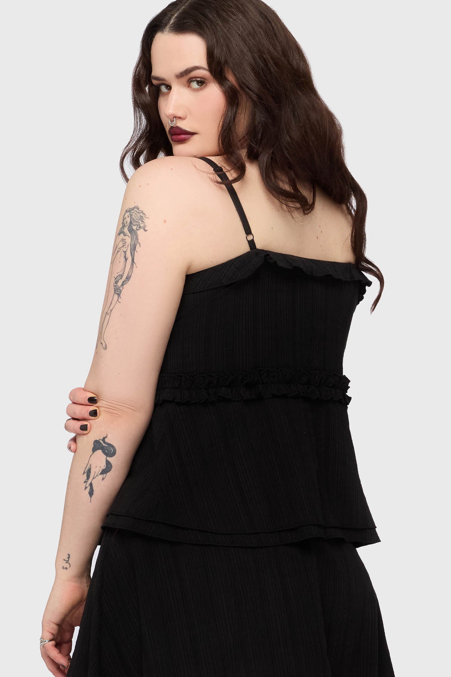 Gaia Adorned Tie Front Vest Top Killstar / Womens