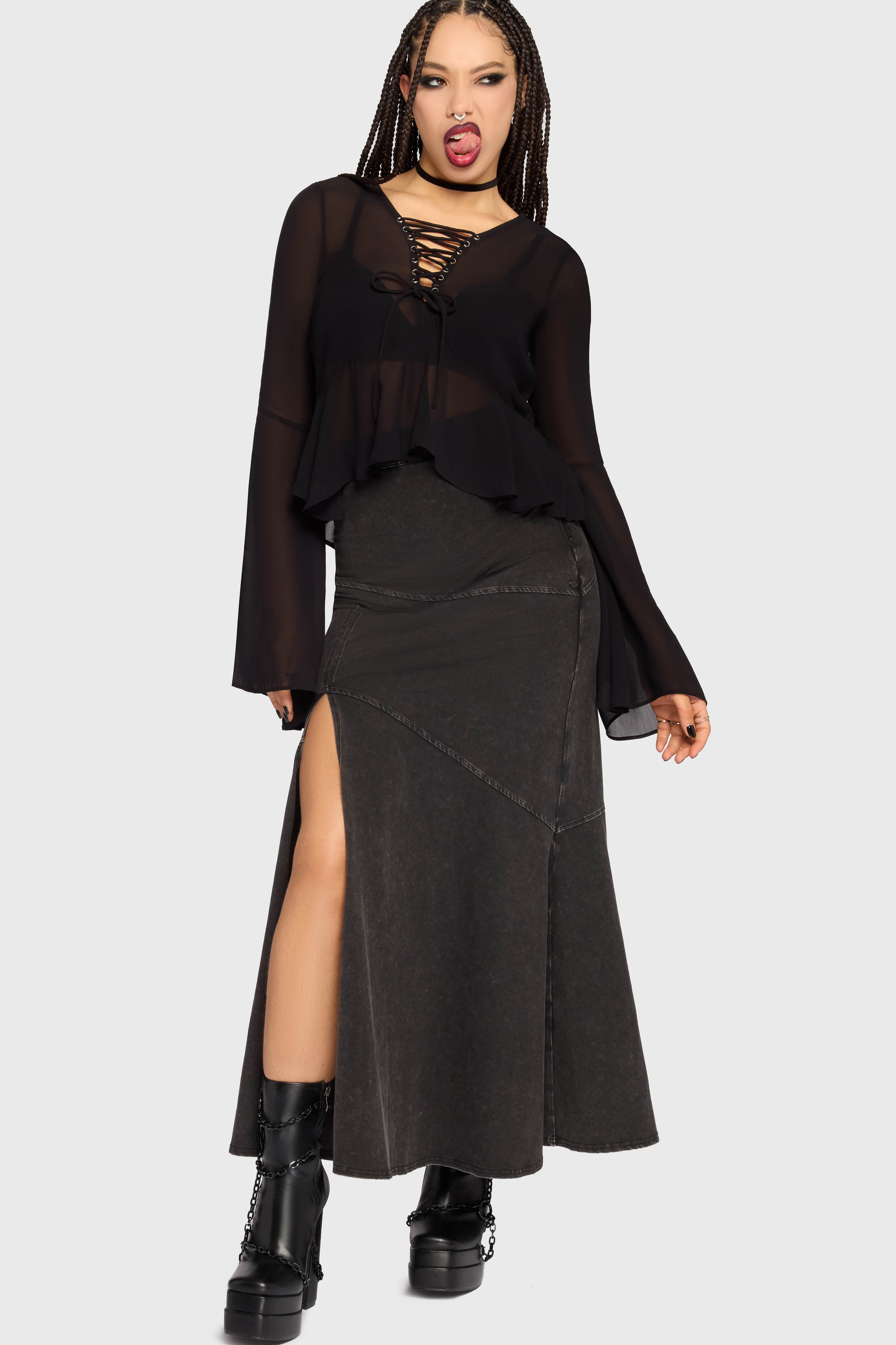 Gaia Adorned Long Sleeve Top Killstar / Womens