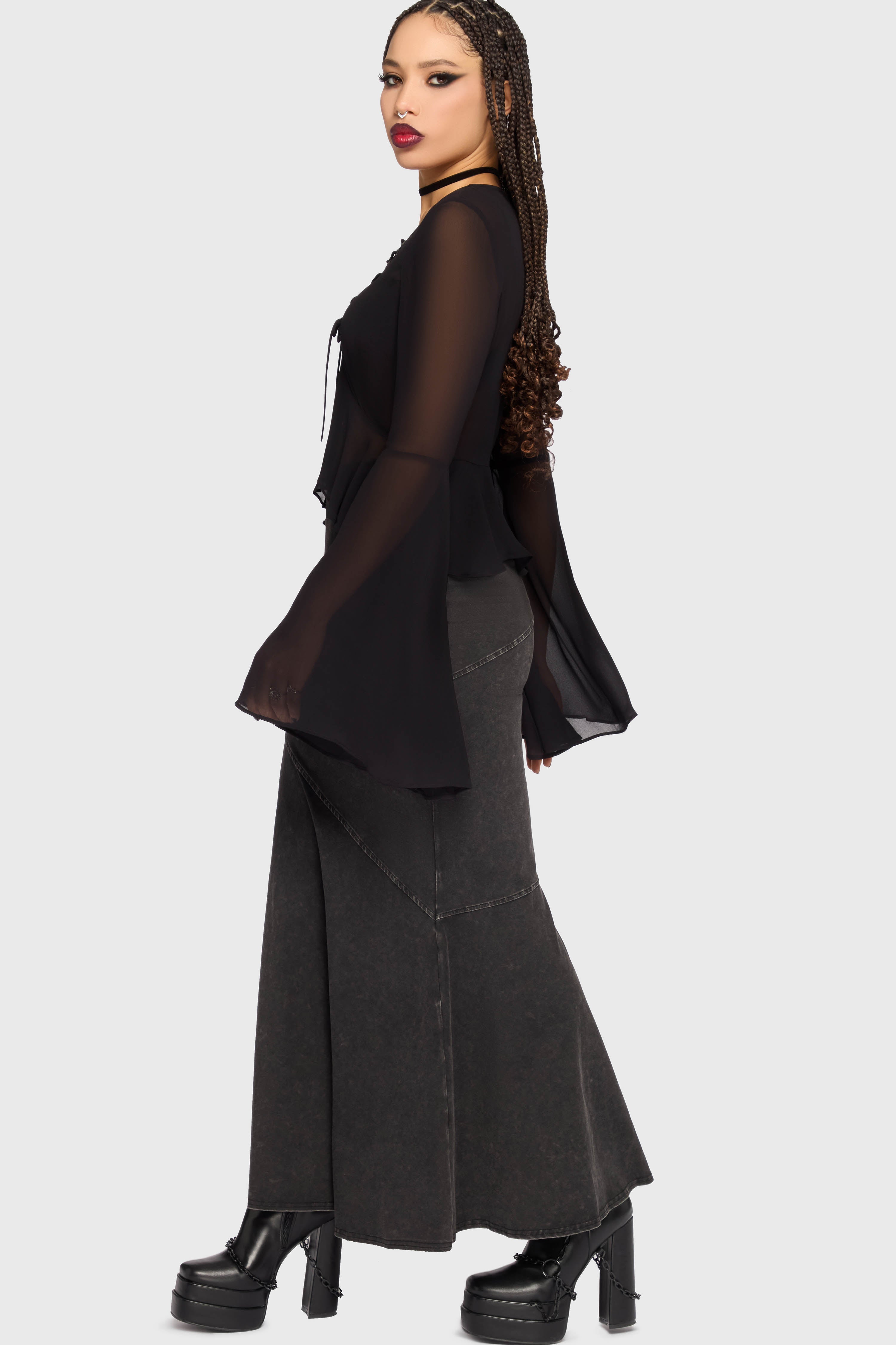Gaia Adorned Long Sleeve Top Killstar / Womens