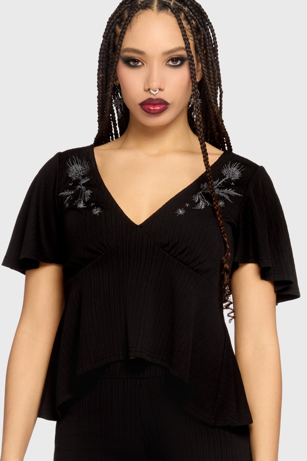 Thistina Embroidered Top Killstar / Womens